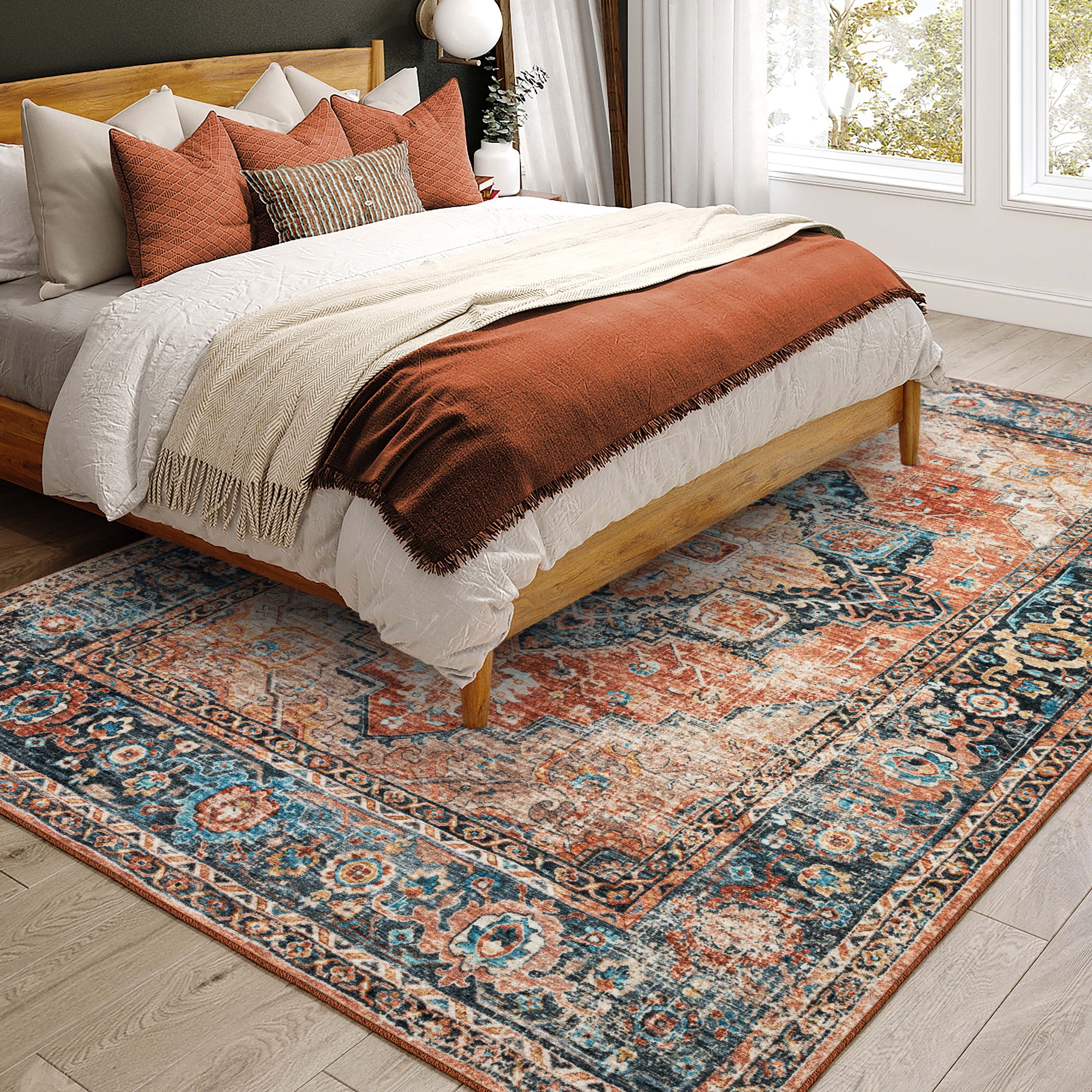 Indoor/Outdoor Traditional JC2 Spice Red Rug 3' x 5' #shape_Rectangle