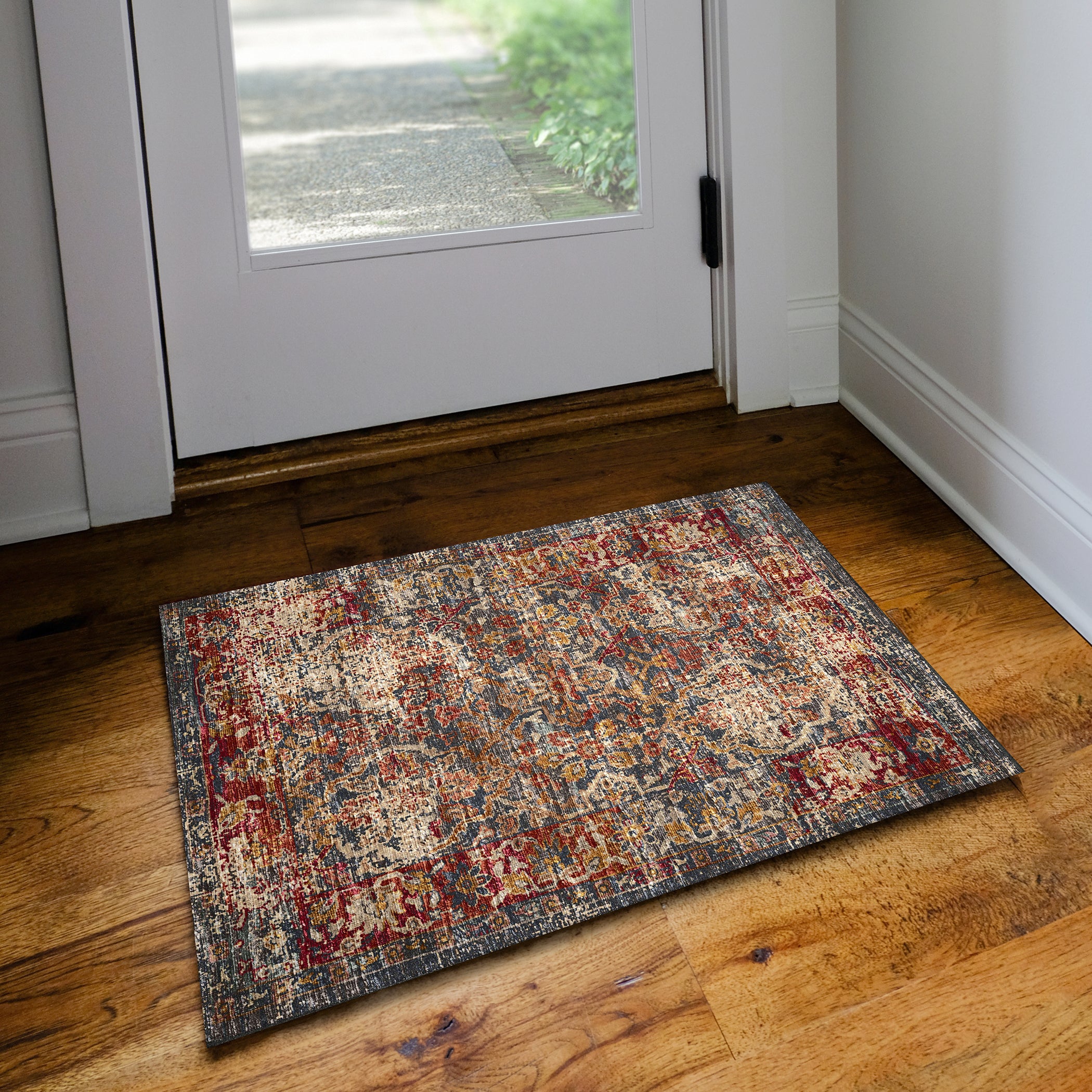 Indoor/Outdoor Traditional JC3 Charcoal Gray Rug 2' x 3' #shape_Rectangle