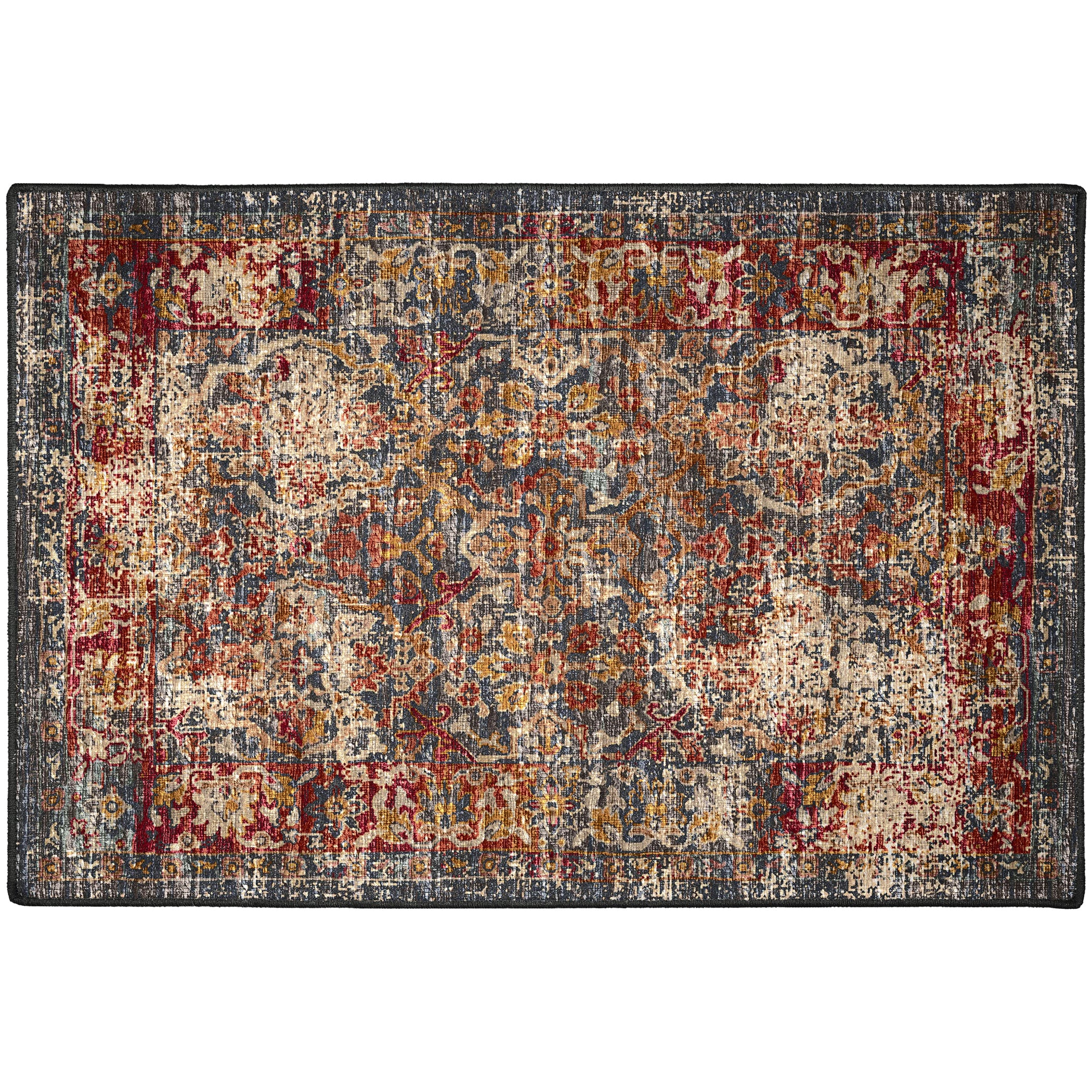 Indoor/Outdoor Traditional JC3 Charcoal Gray Rug 2' x 3' #shape_Rectangle