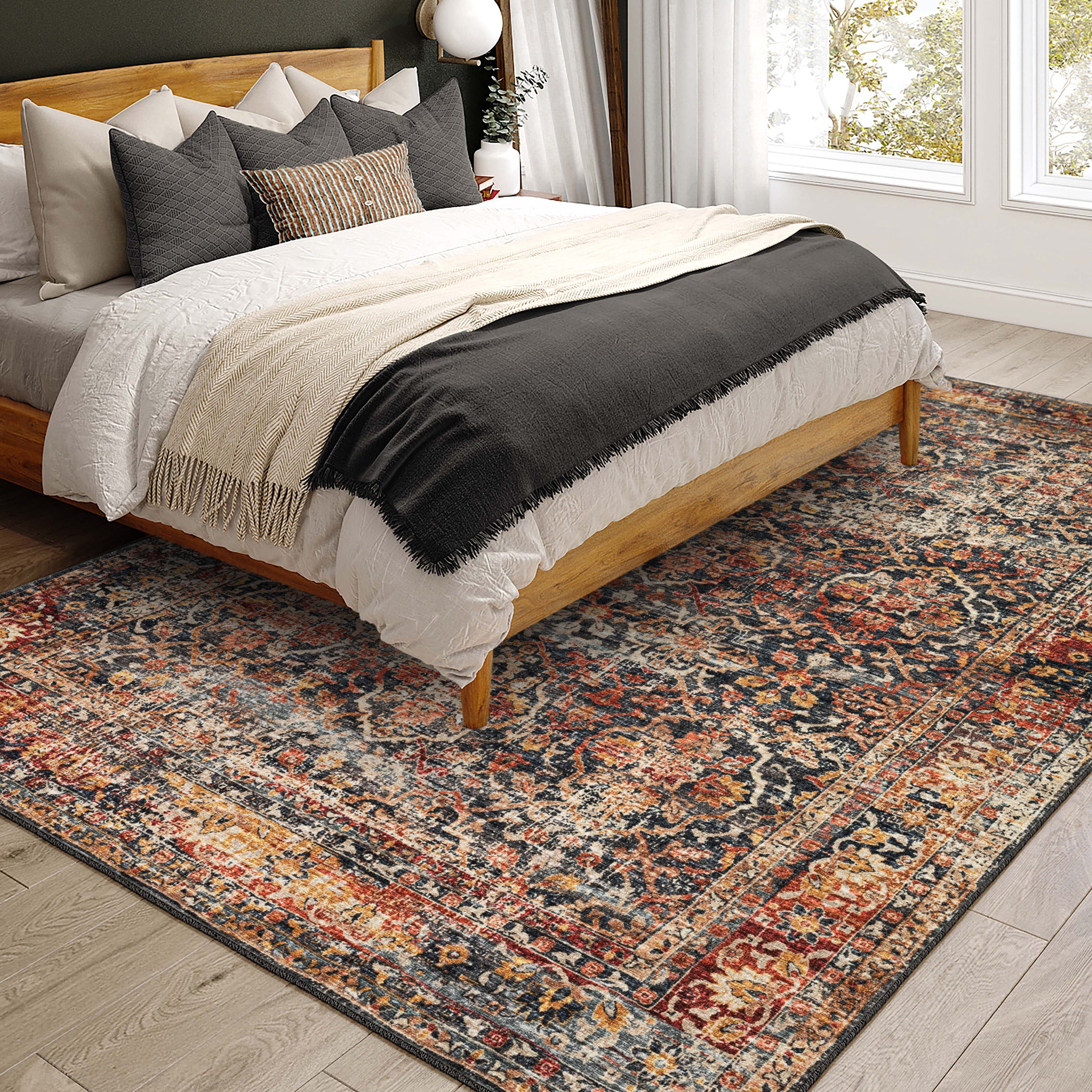 Indoor/Outdoor Traditional JC3 Charcoal Gray Rug 3' x 5' #shape_Rectangle