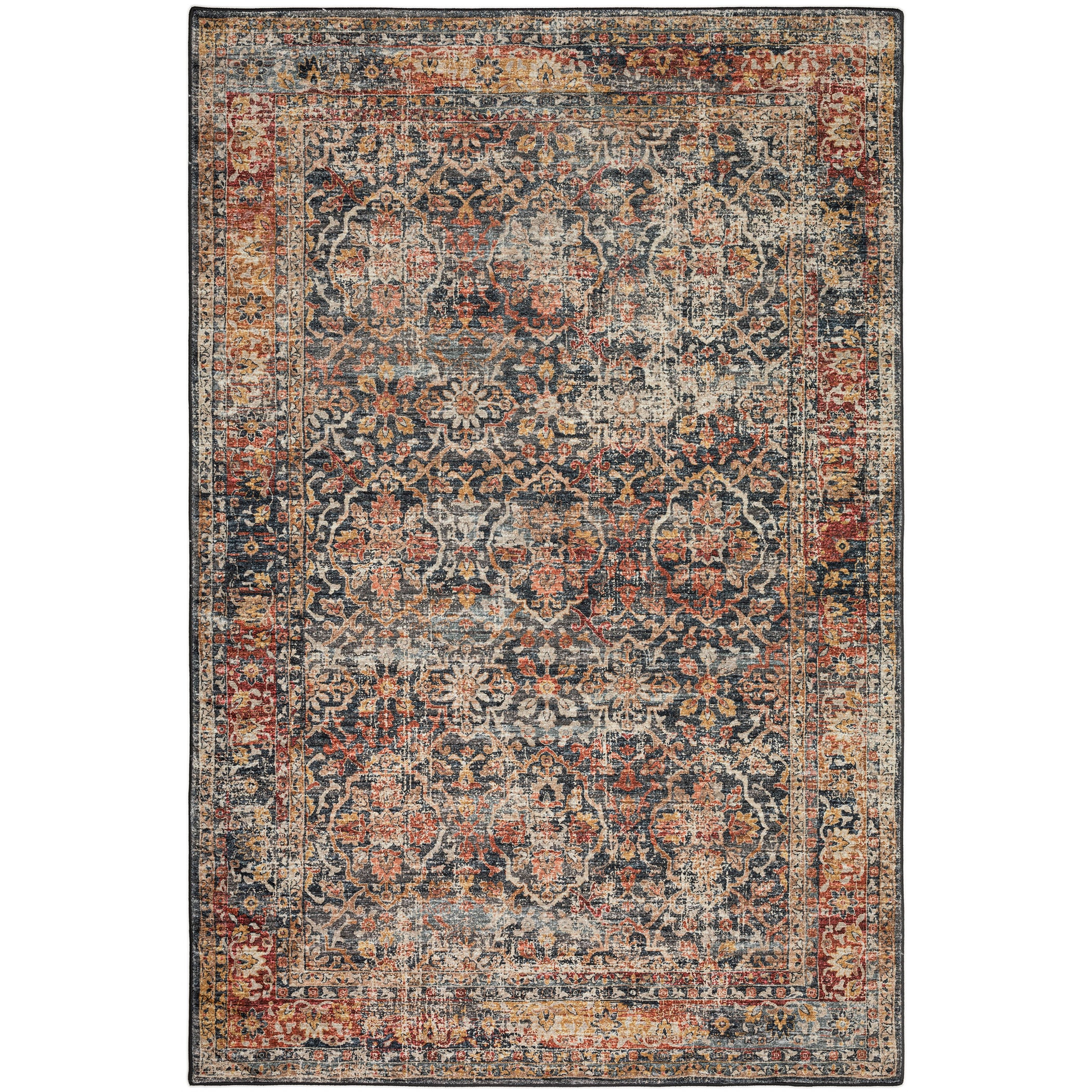 Indoor/Outdoor Traditional JC3 Charcoal Gray Rug 3' x 5' #shape_Rectangle