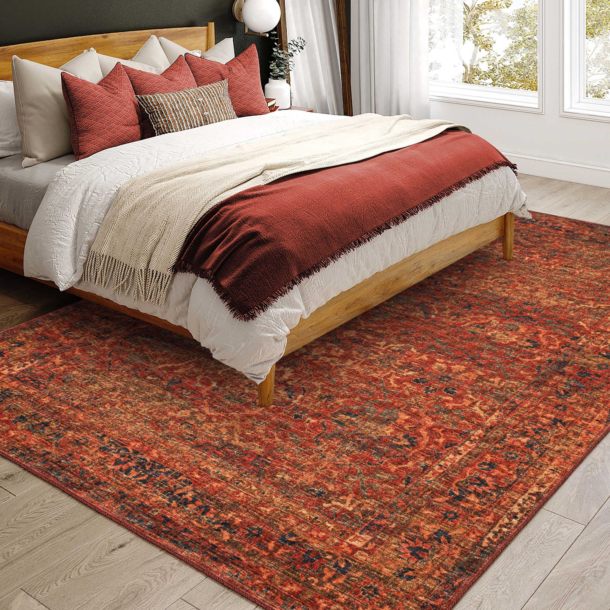 Indoor/Outdoor Traditional JC3 Nutmeg Red Rug 3' x 5' #shape_Rectangle