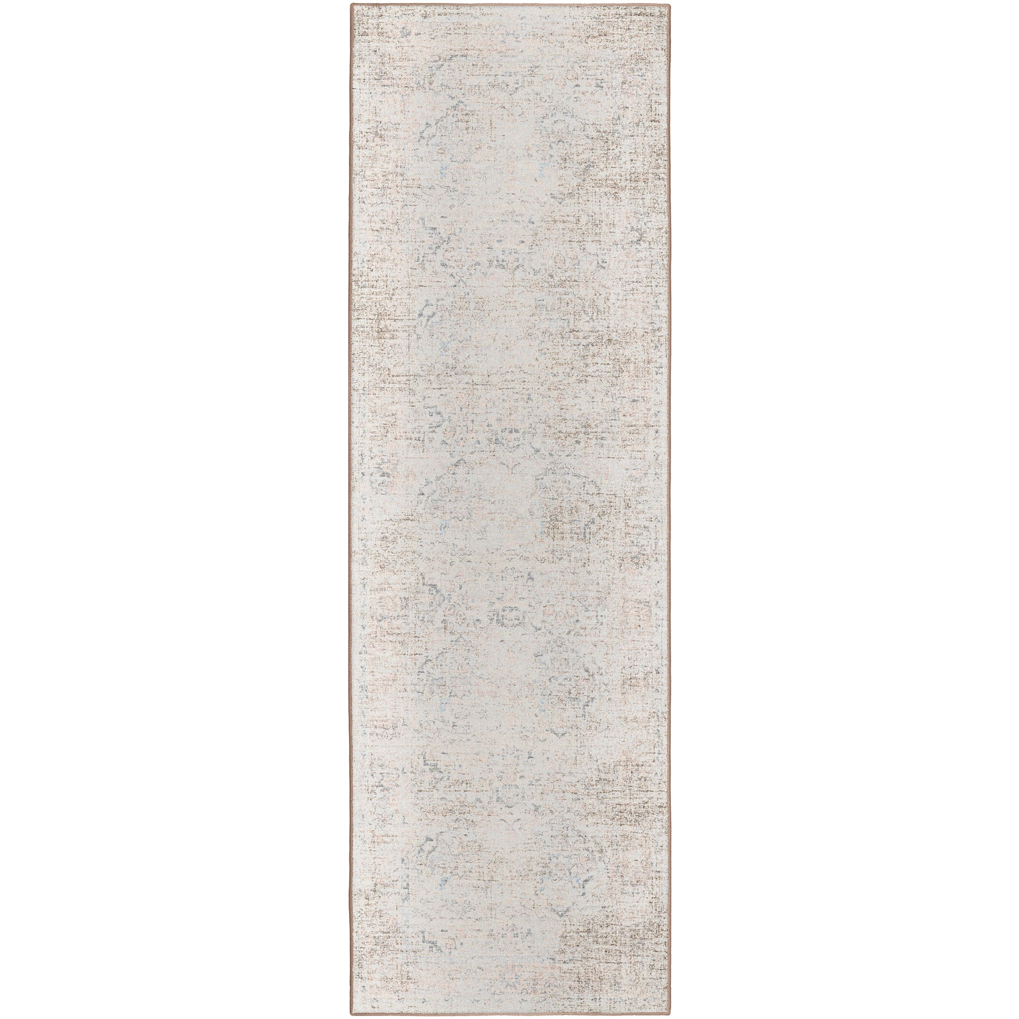 Indoor/Outdoor Traditional JC3 Pearl Ivory Rug 2'6" x 10' #shape_Runner