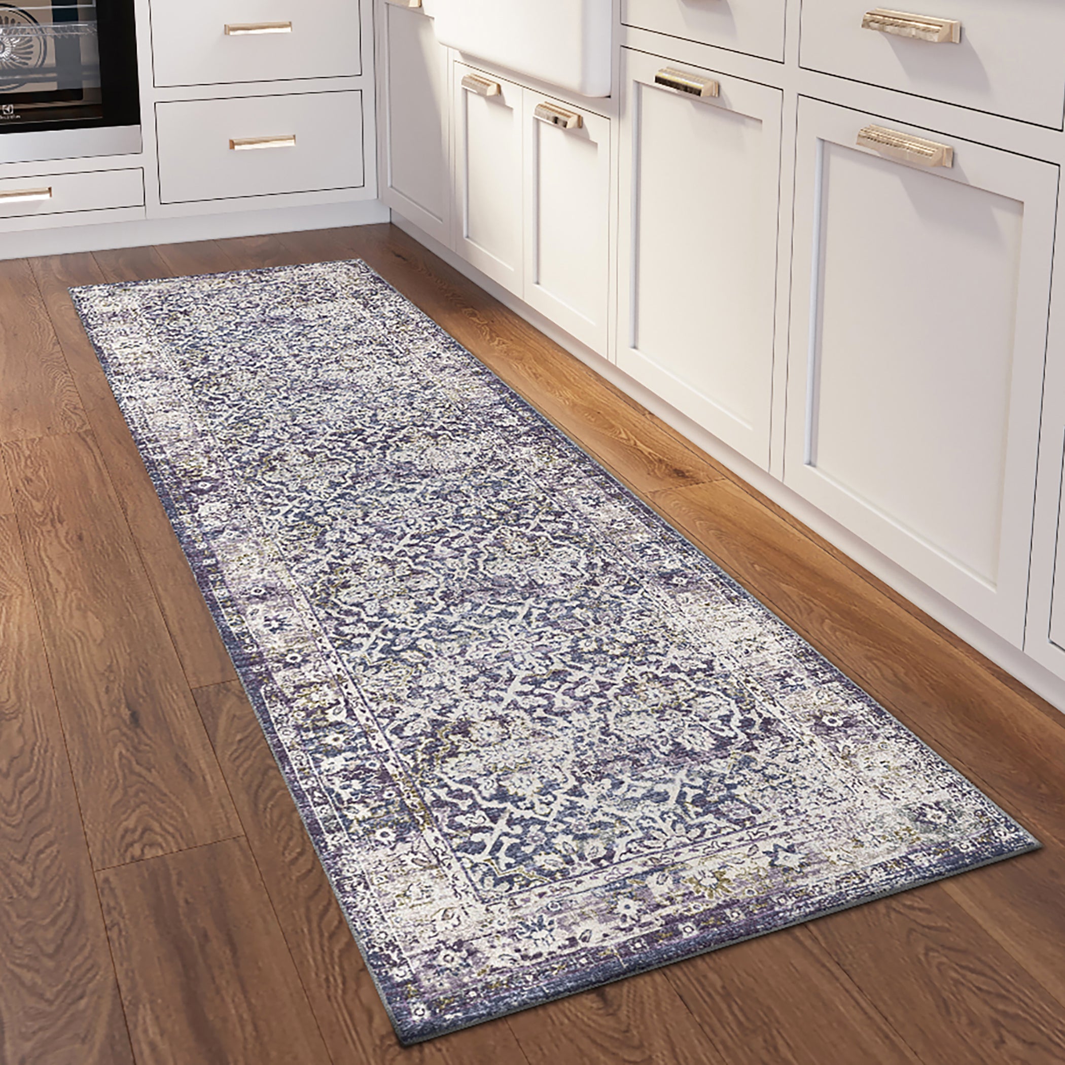 Indoor/Outdoor Traditional JC3 Violet Purple Rug 2'6" x 10' #shape_Runner