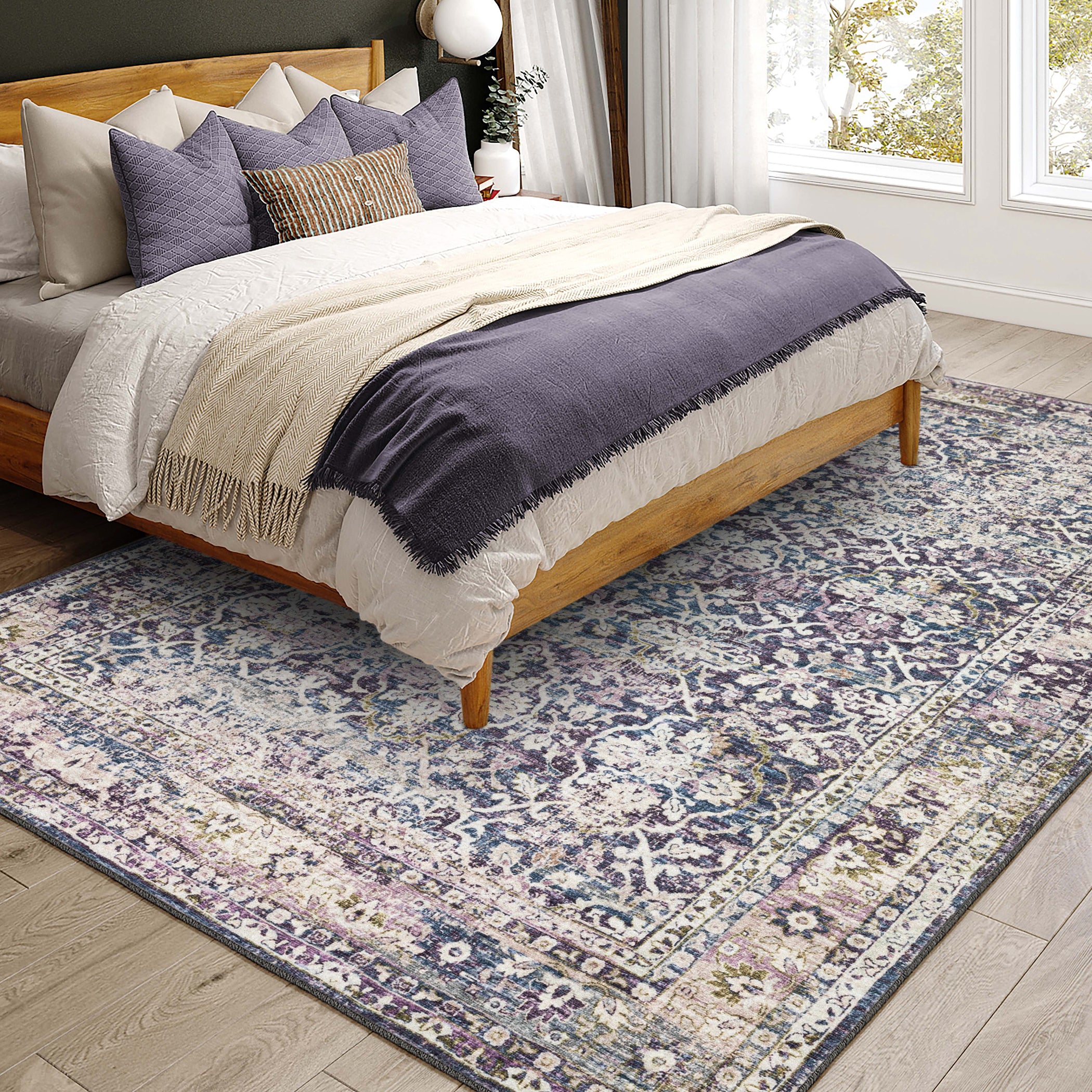 Indoor/Outdoor Traditional JC3 Violet Purple Rug 3' x 5' #shape_Rectangle