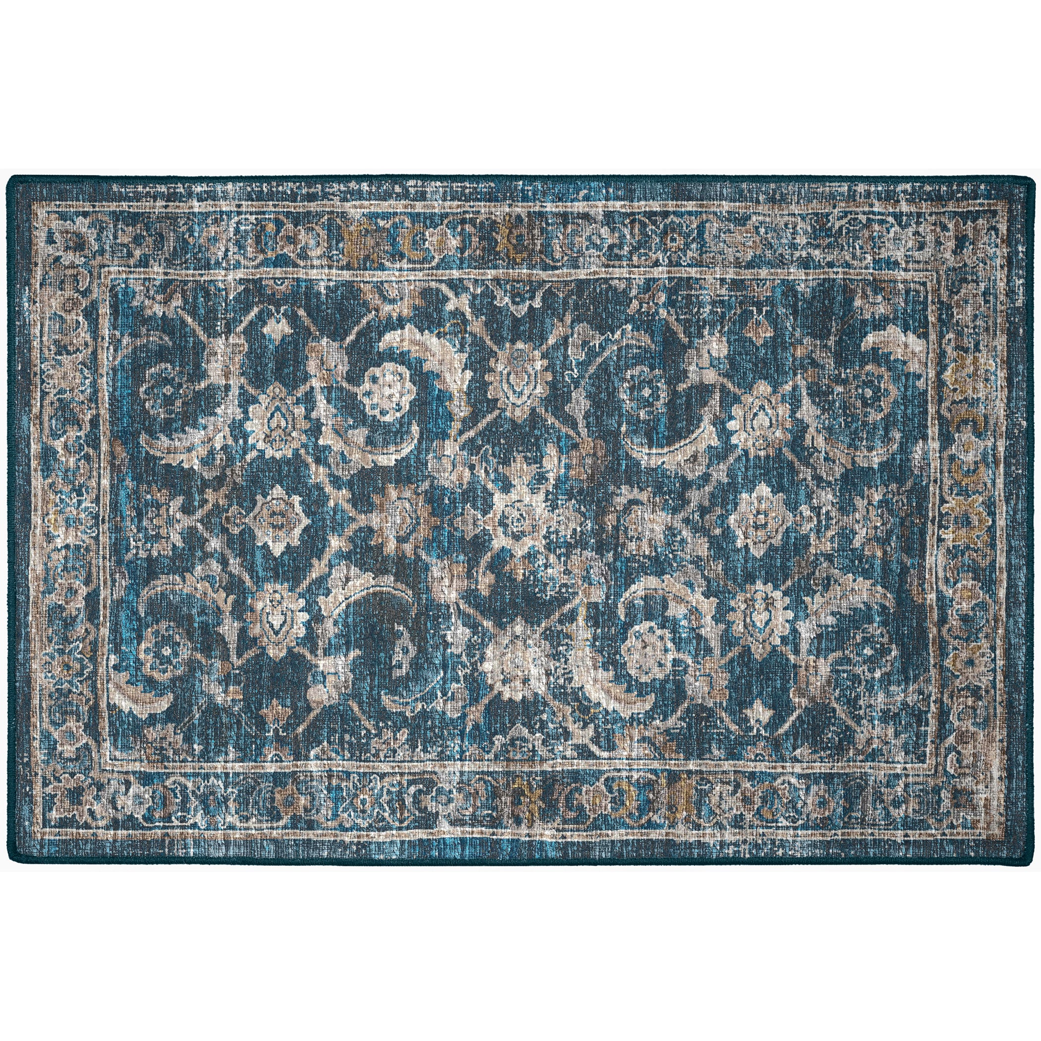 Indoor/Outdoor Traditional JC4 Navy Blue Rug 2' x 3' #shape_Rectangle