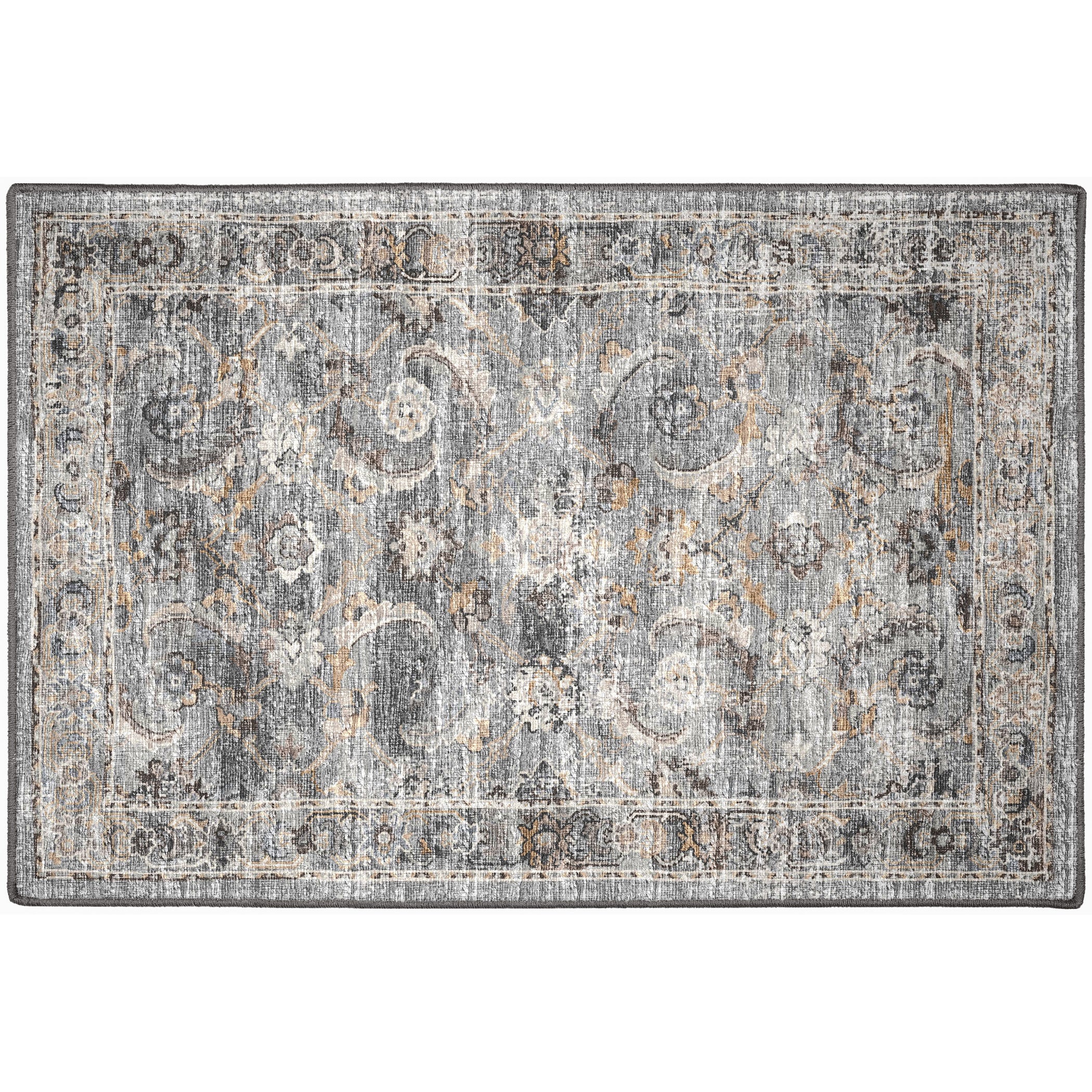 Indoor/Outdoor Traditional JC4 Silver Gray Rug 2' x 3' #shape_Rectangle