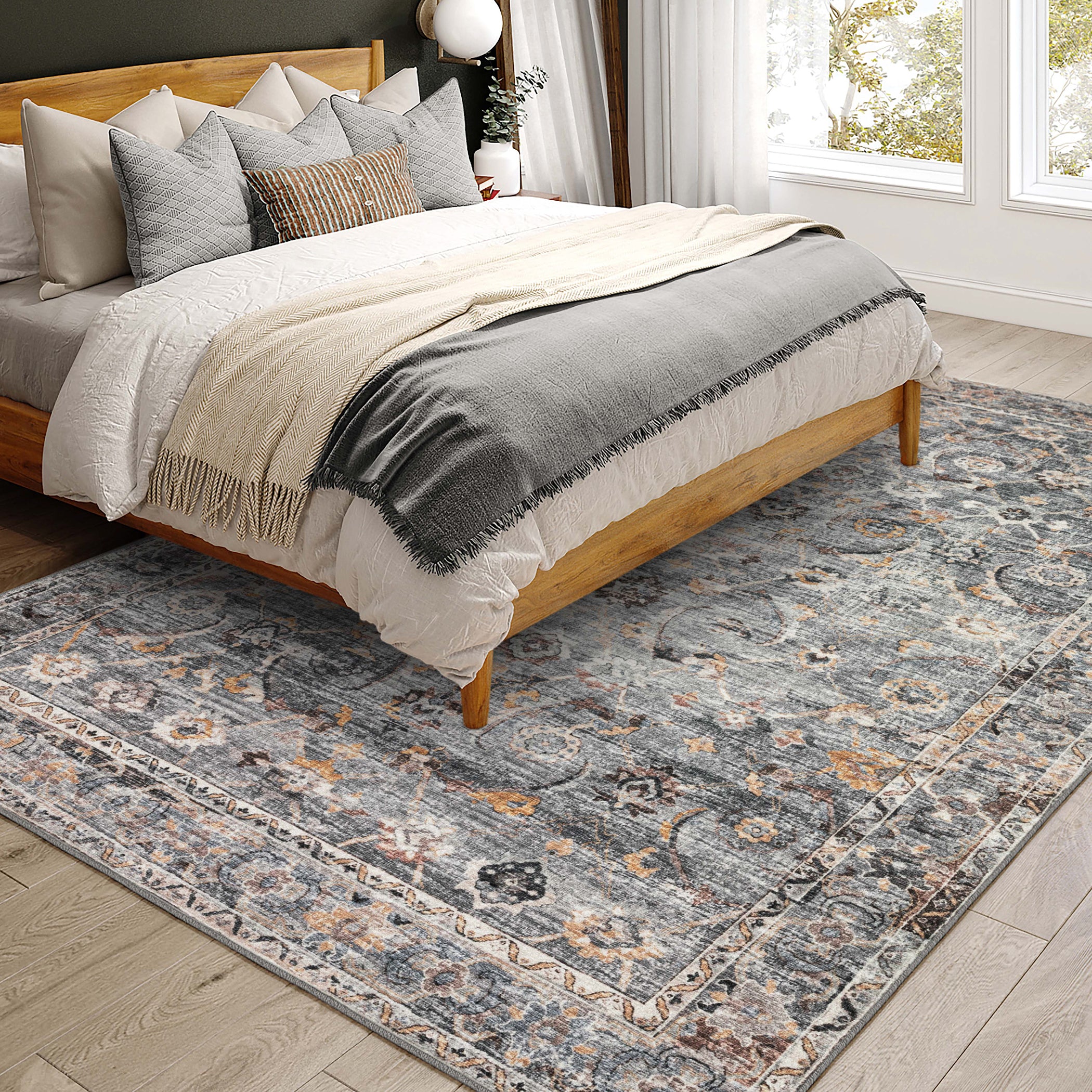 Indoor/Outdoor Traditional JC4 Silver Gray Rug 3' x 5' #shape_Rectangle