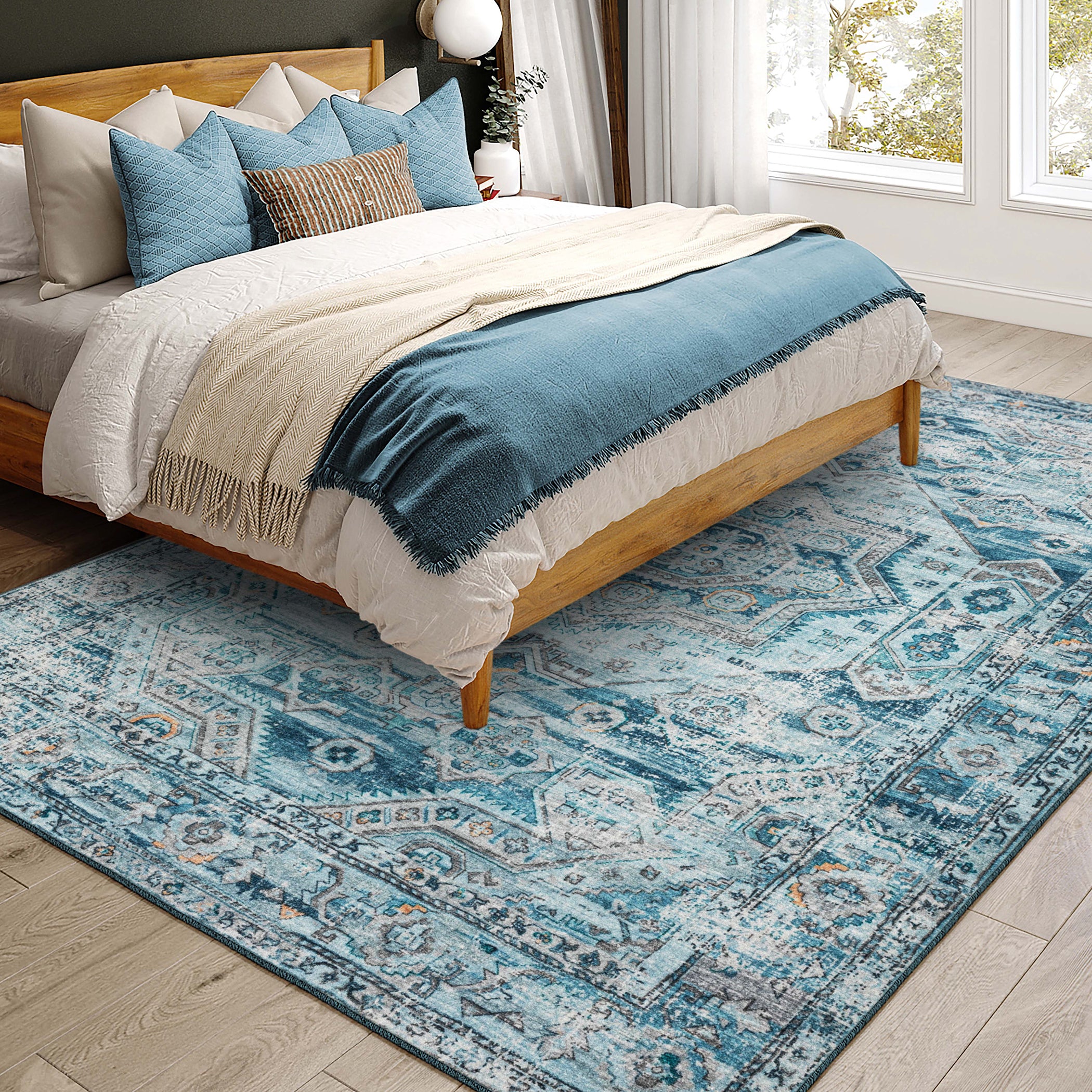Indoor/Outdoor Traditional JC5 Denim Blue Rug 3' x 5' #shape_Rectangle