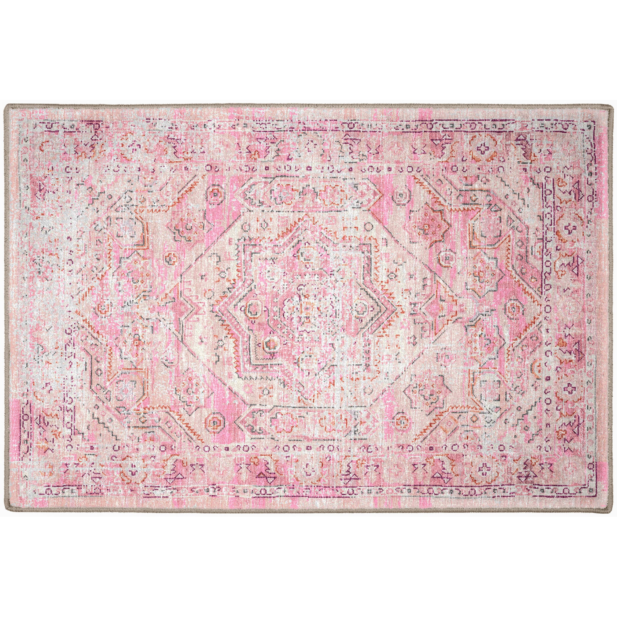 Indoor/Outdoor Traditional JC5 Rose Pink Rug 2' x 3' #shape_Rectangle