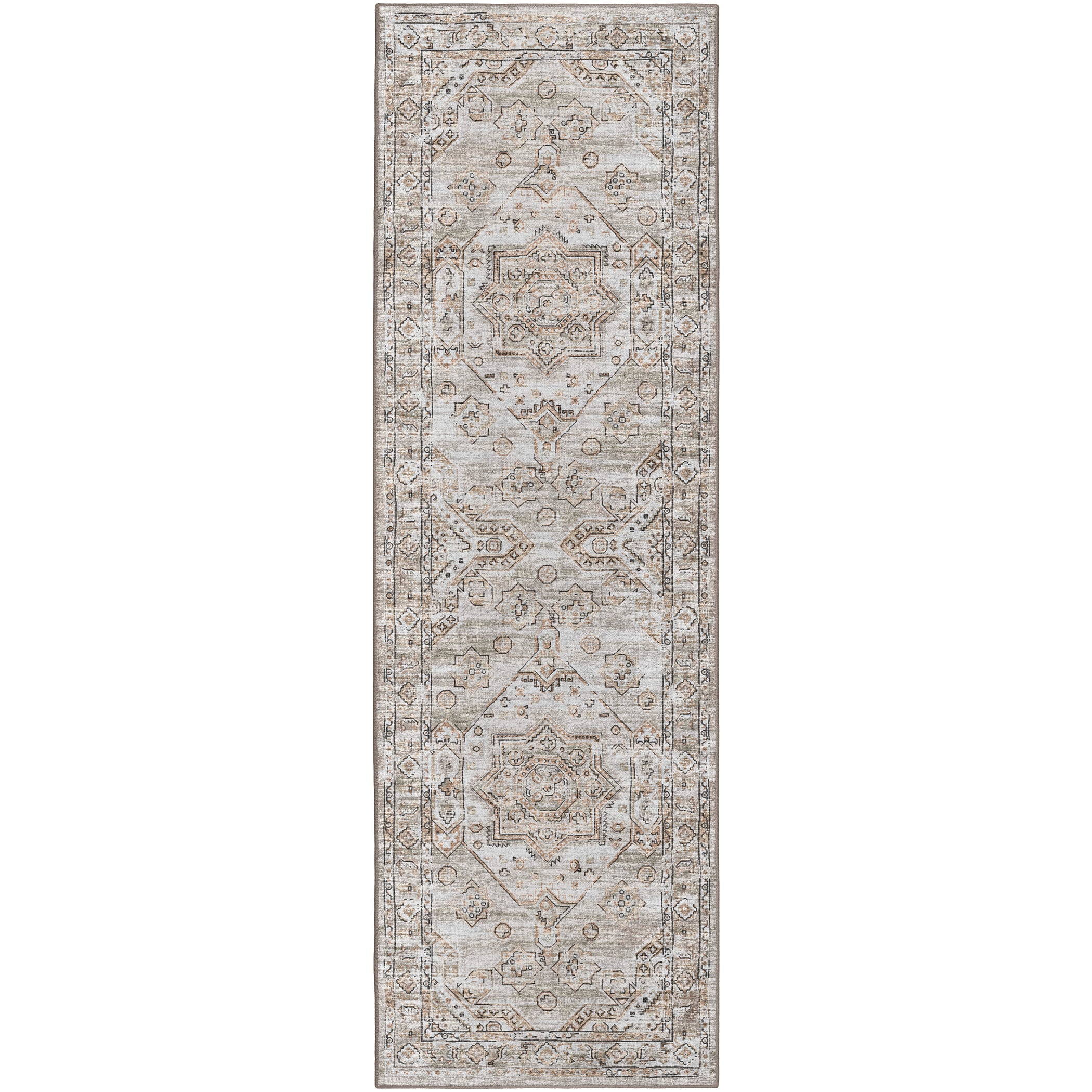 Indoor/Outdoor Traditional JC5 Tin Gray Rug 2'6" x 10' #shape_Runner