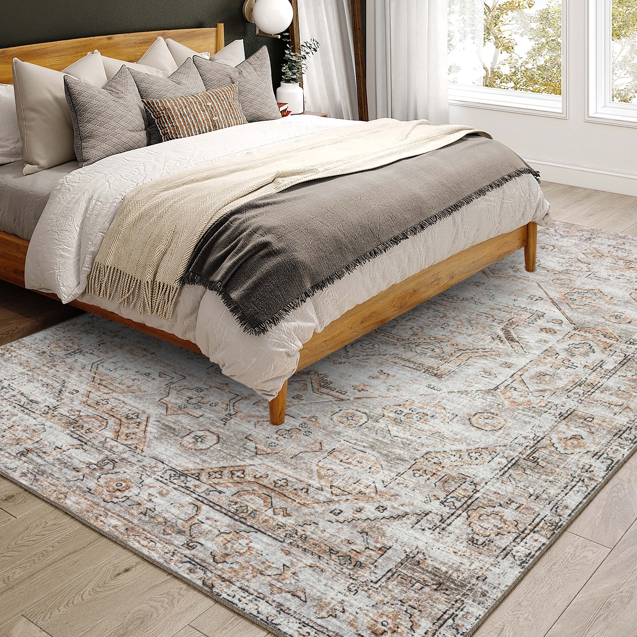 Indoor/Outdoor Traditional JC5 Tin Gray Rug 3' x 5' #shape_Rectangle