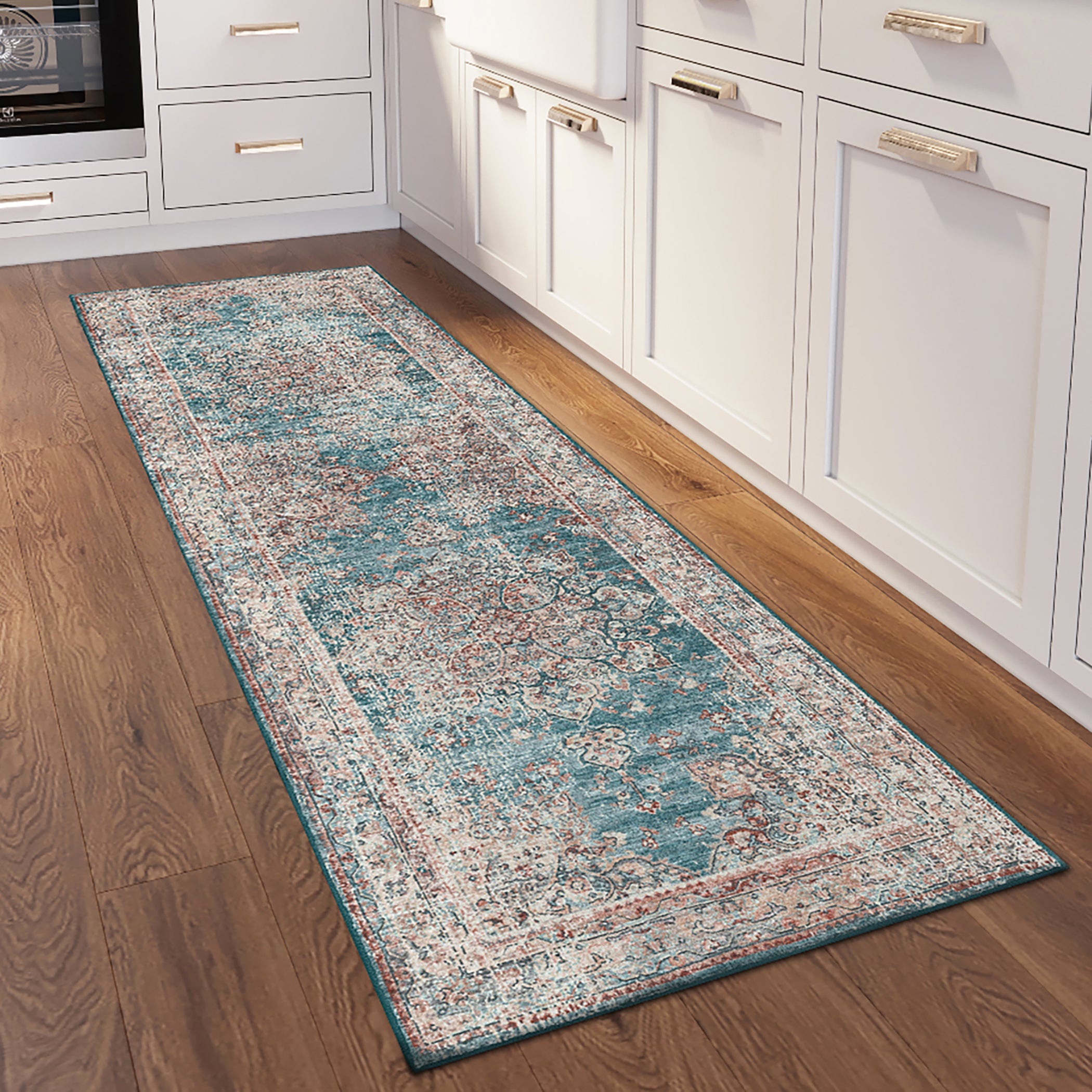 Indoor/Outdoor Traditional JC6 Riviera Blue Rug 2'6" x 10' #shape_Runner