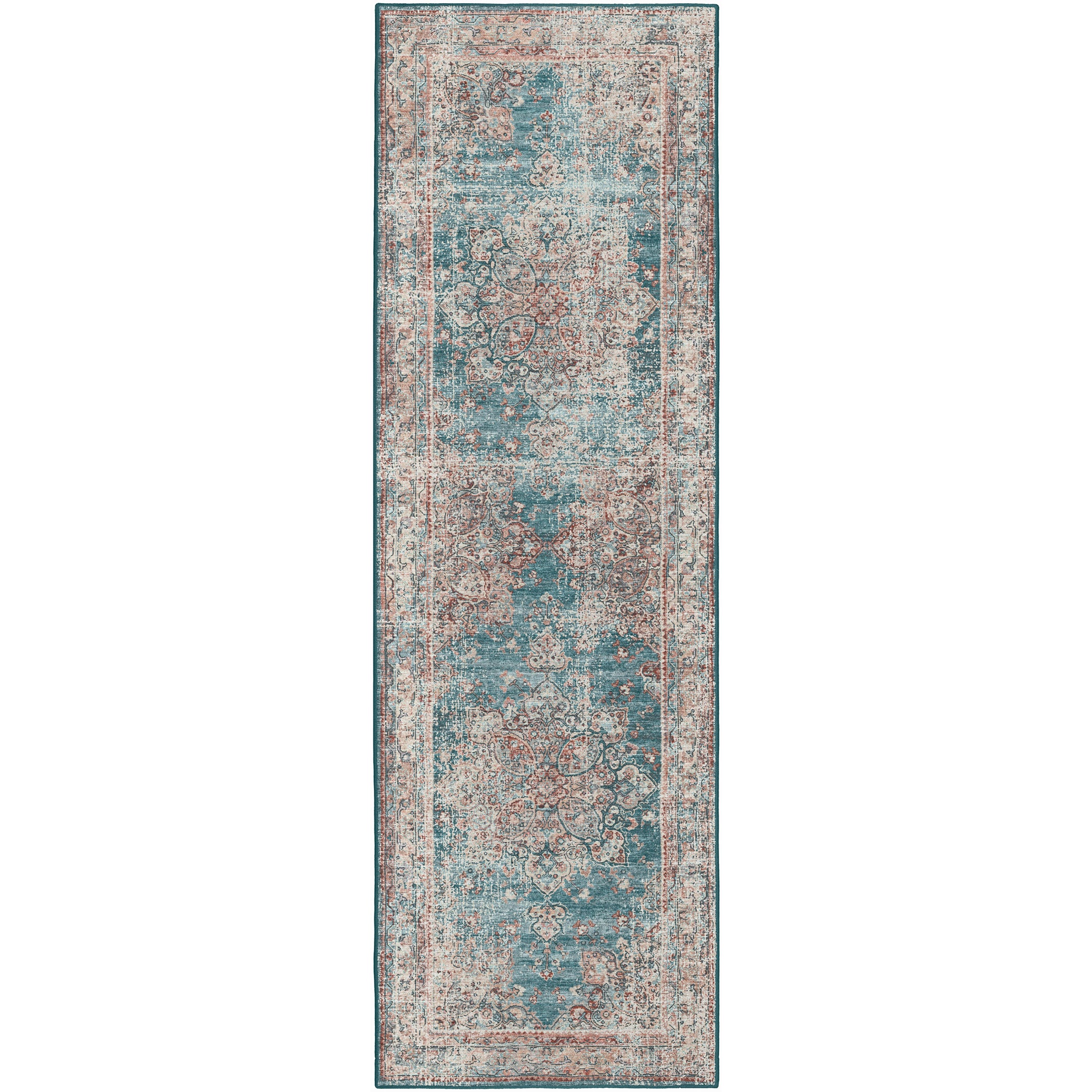 Indoor/Outdoor Traditional JC6 Riviera Blue Rug 2'6" x 10' #shape_Runner