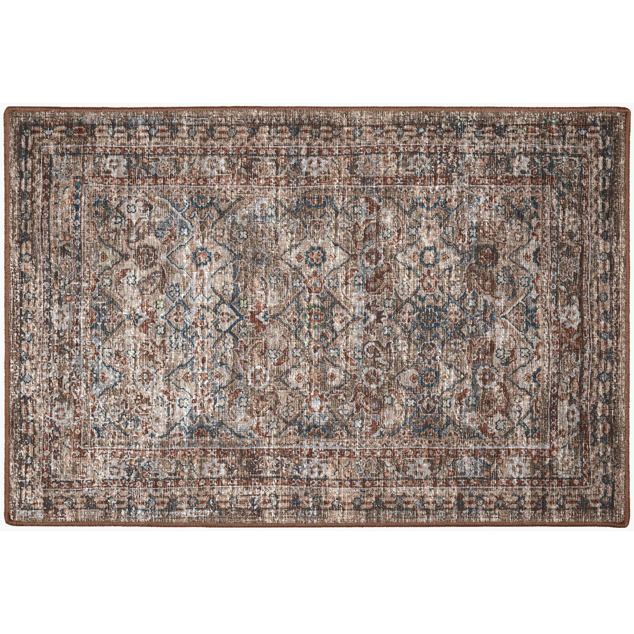 Indoor/Outdoor Traditional JC7 Latte Multi Rug 2' x 3' #shape_Rectangle