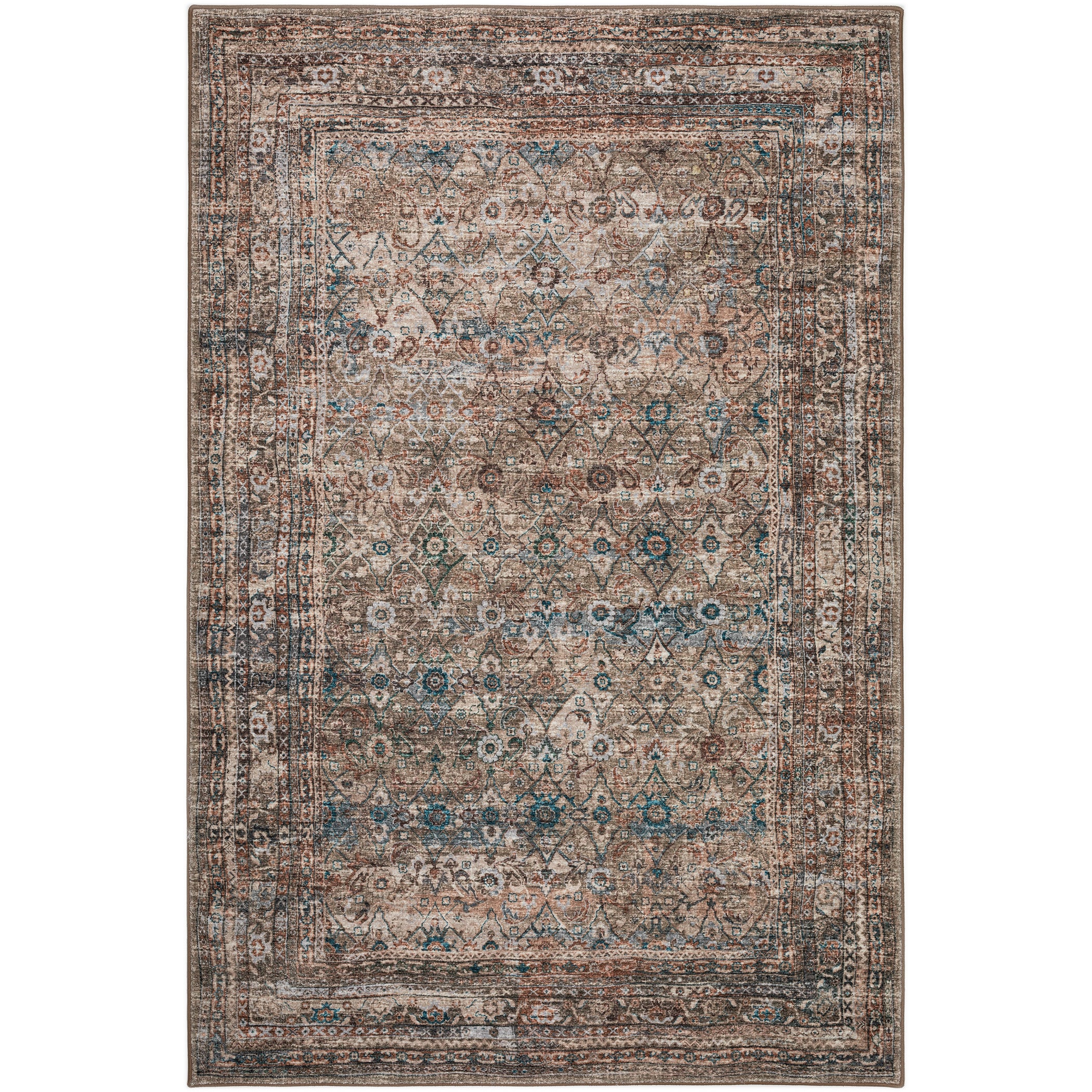 Indoor/Outdoor Traditional JC7 Latte Multi Rug 3' x 5' #shape_Rectangle