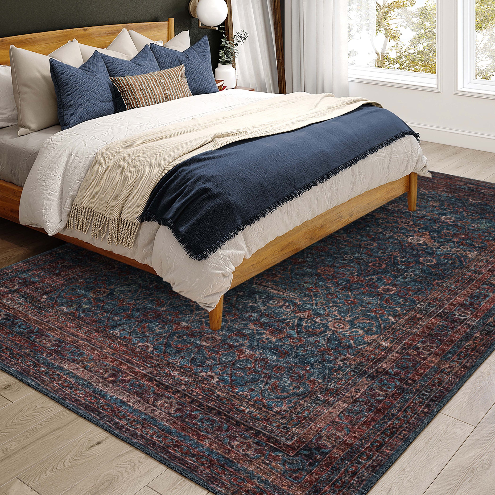 Indoor/Outdoor Traditional JC7 Navy Blue Rug 3' x 5' #shape_Rectangle