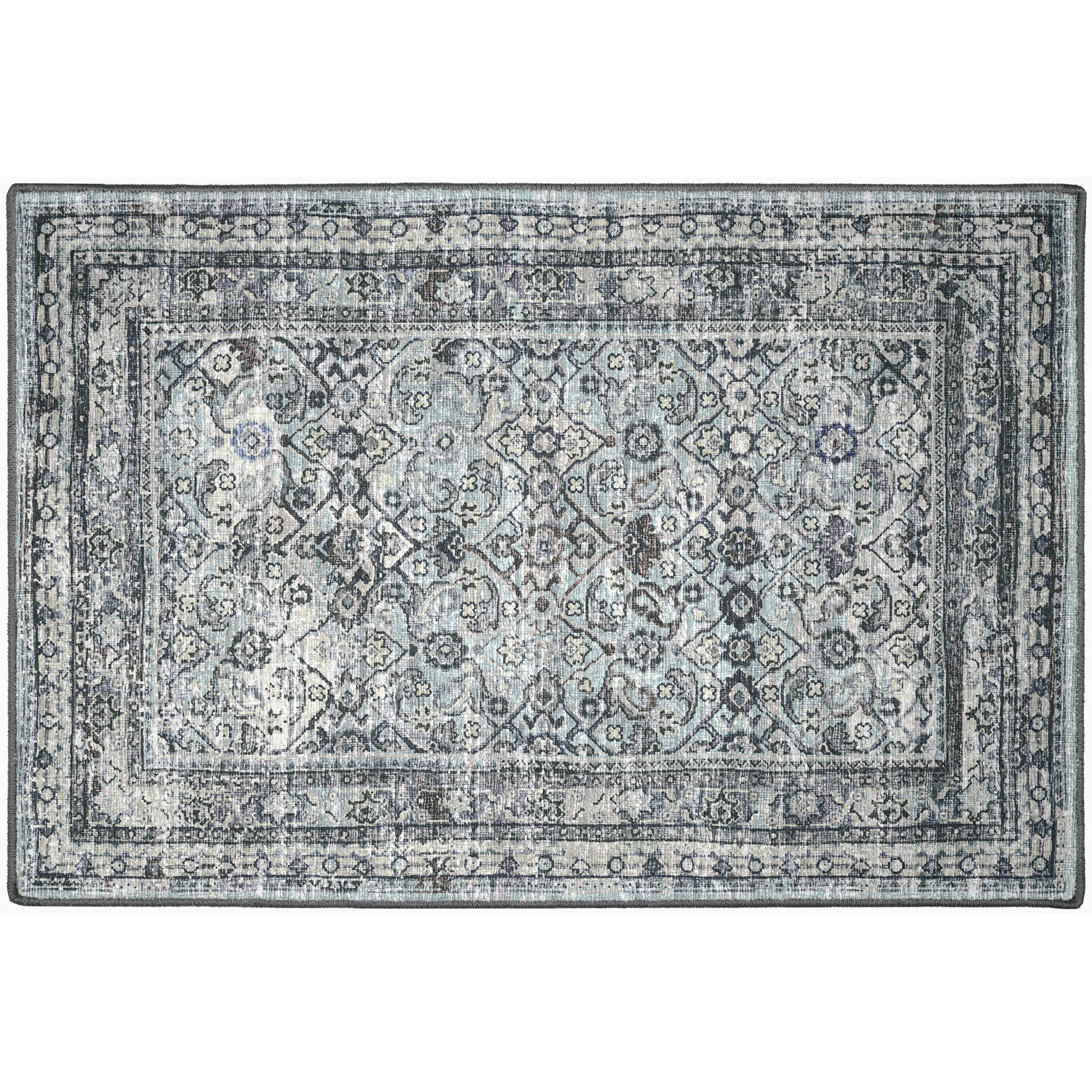 Indoor/Outdoor Traditional JC7 Pewter Gray Rug 2' x 3' #shape_Rectangle