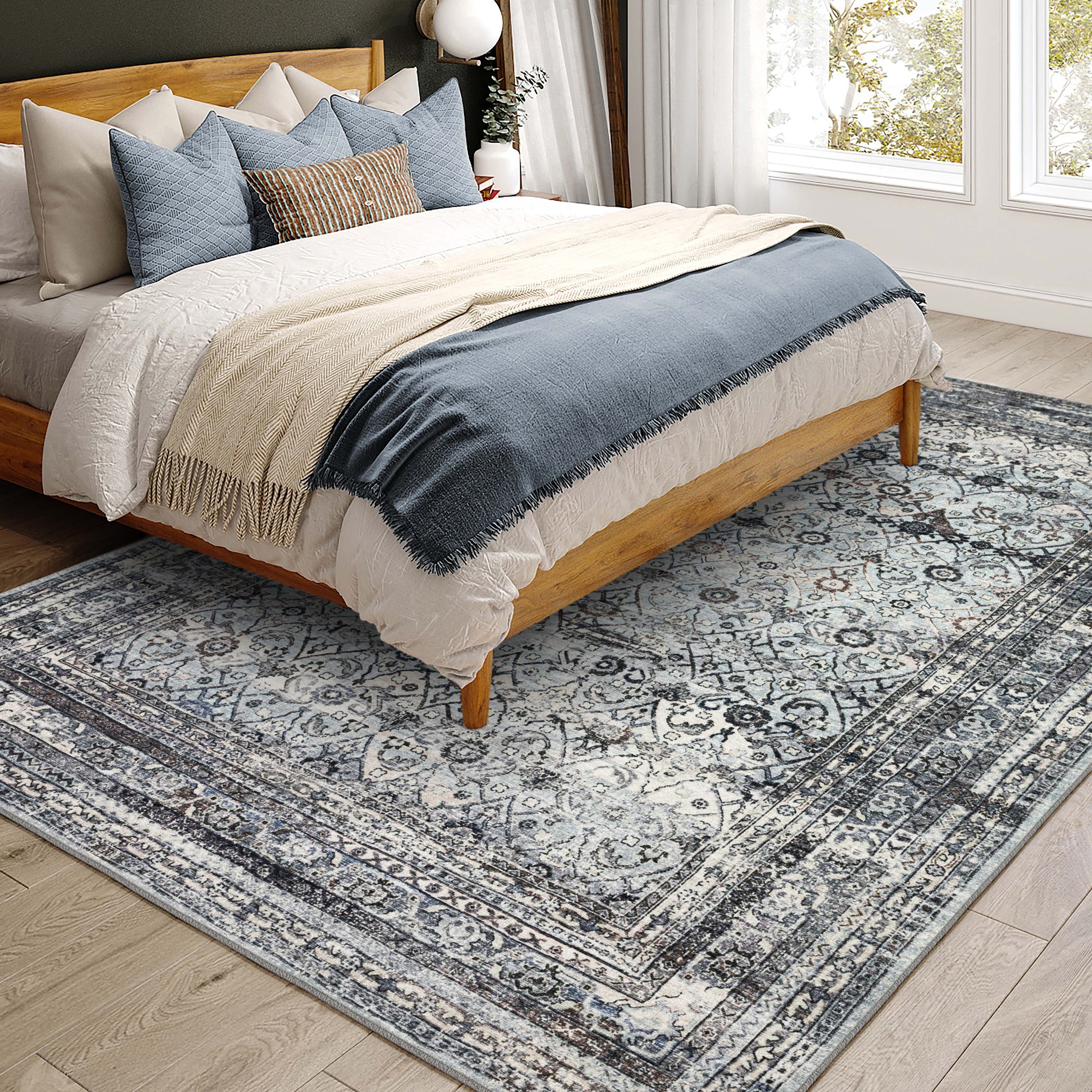 Indoor/Outdoor Traditional JC7 Pewter Gray Rug 3' x 5' #shape_Rectangle