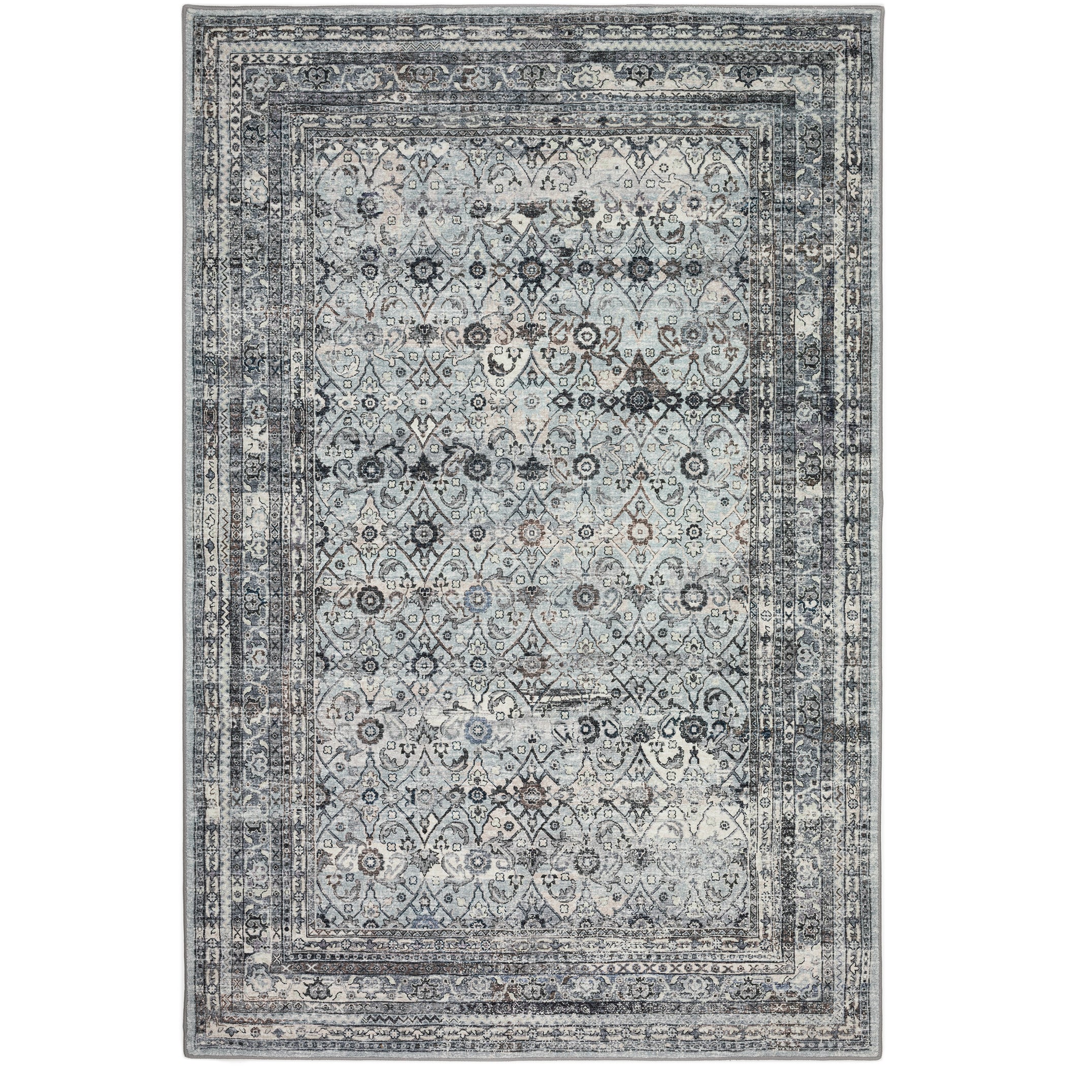 Indoor/Outdoor Traditional JC7 Pewter Gray Rug 3' x 5' #shape_Rectangle