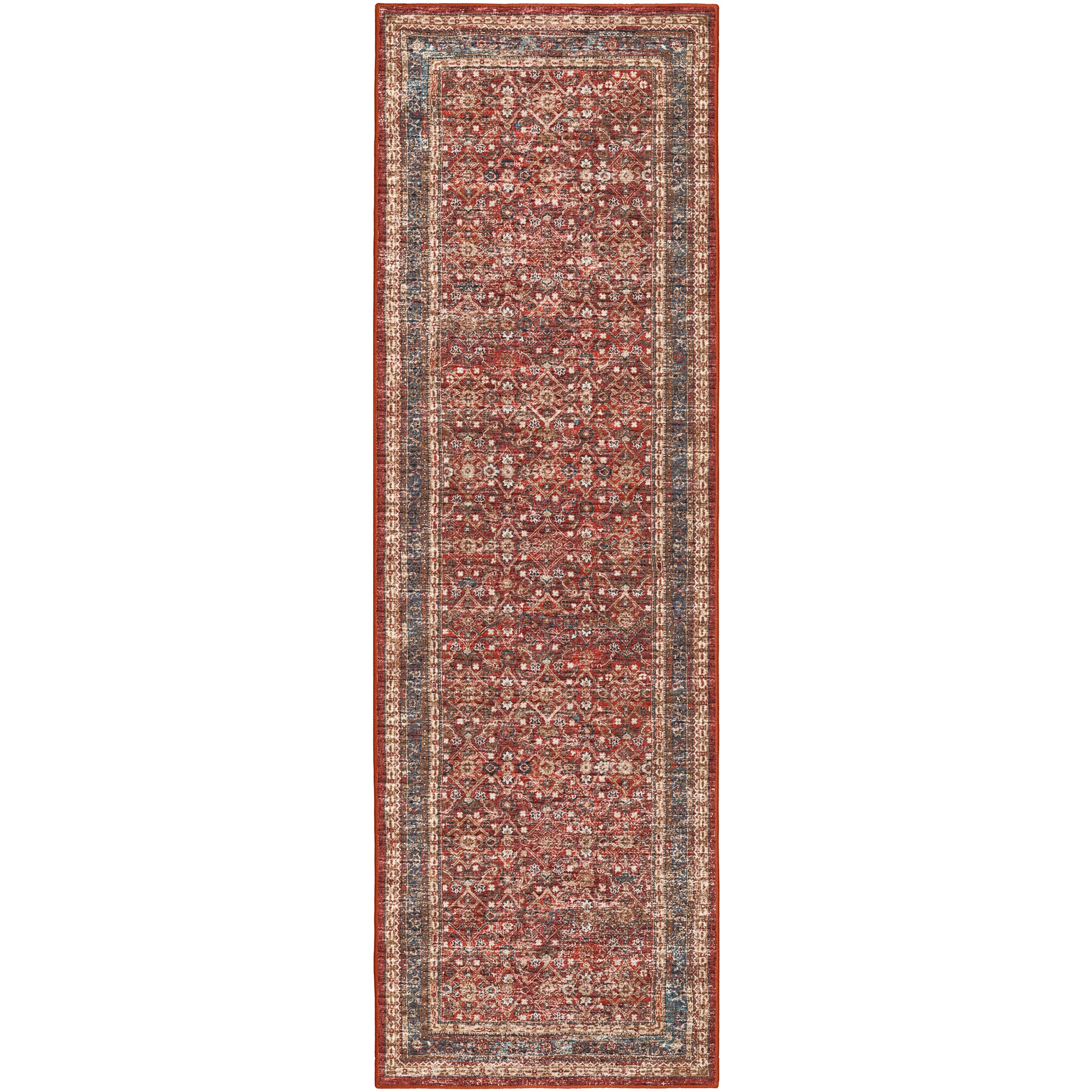 Indoor/Outdoor Traditional JC7 Scarlett Red Rug 2'6" x 10' #shape_Runner