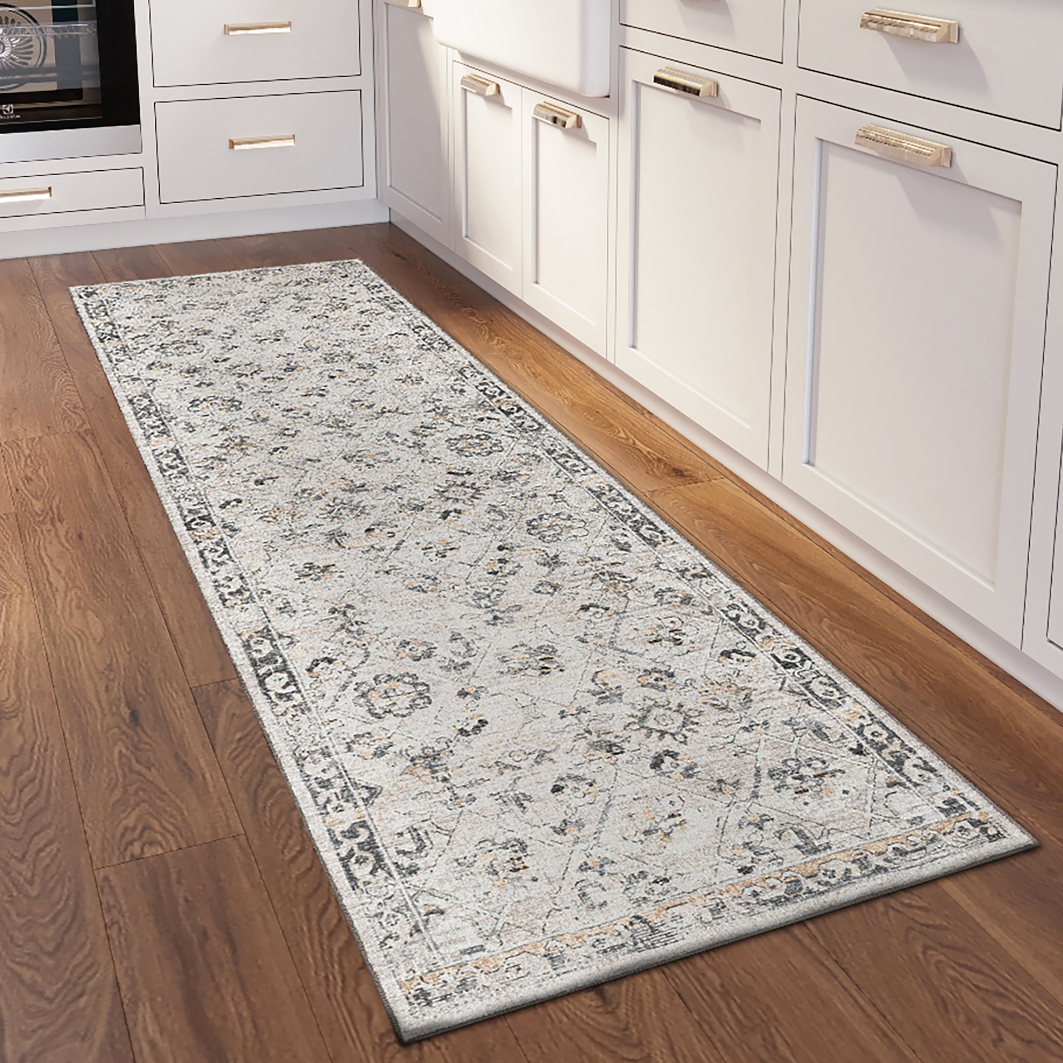Indoor/Outdoor Traditional JC8 Mink Gray Rug 2'6" x 10' #shape_Runner