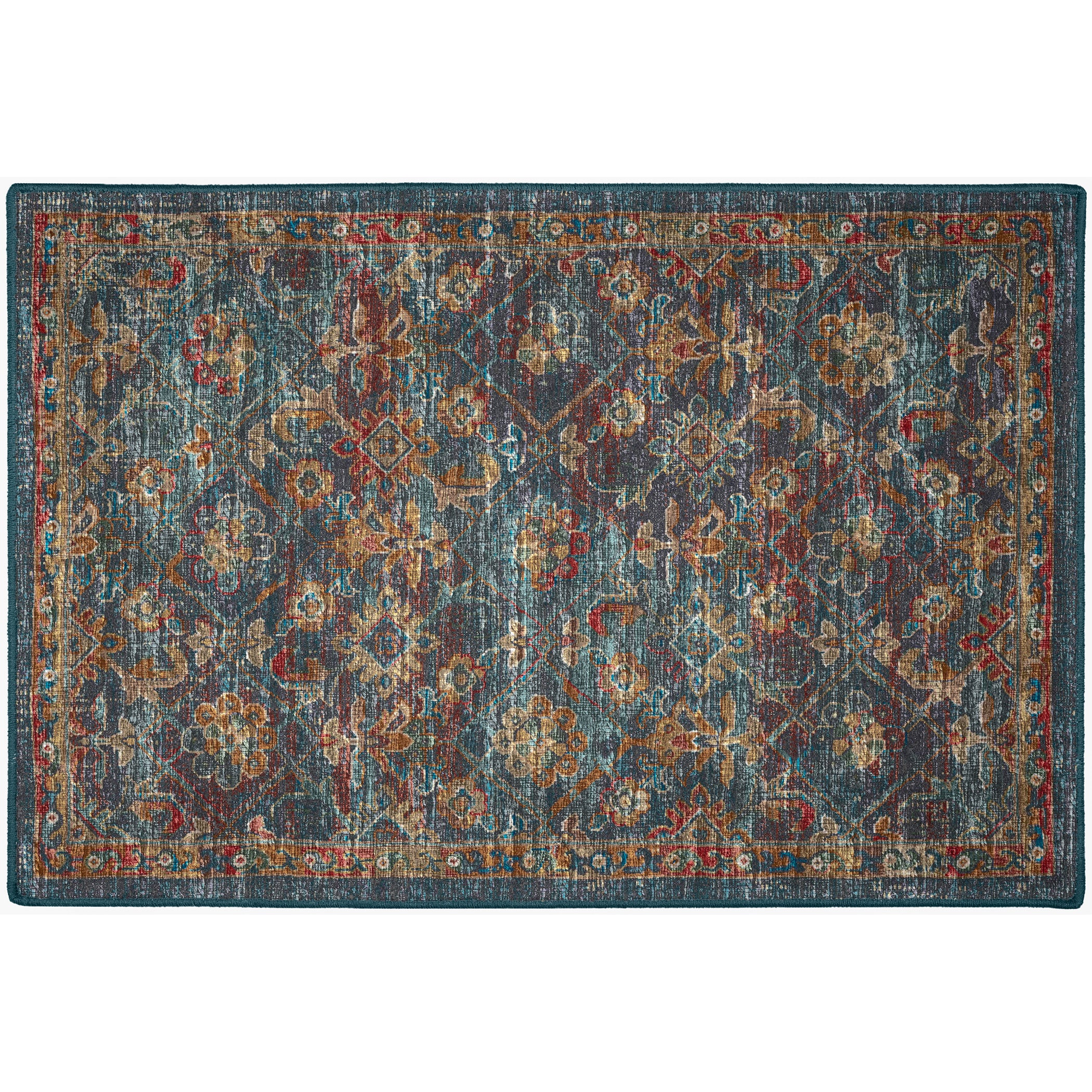 Indoor/Outdoor Traditional JC8 Navy Blue Rug 2' x 3' #shape_Rectangle