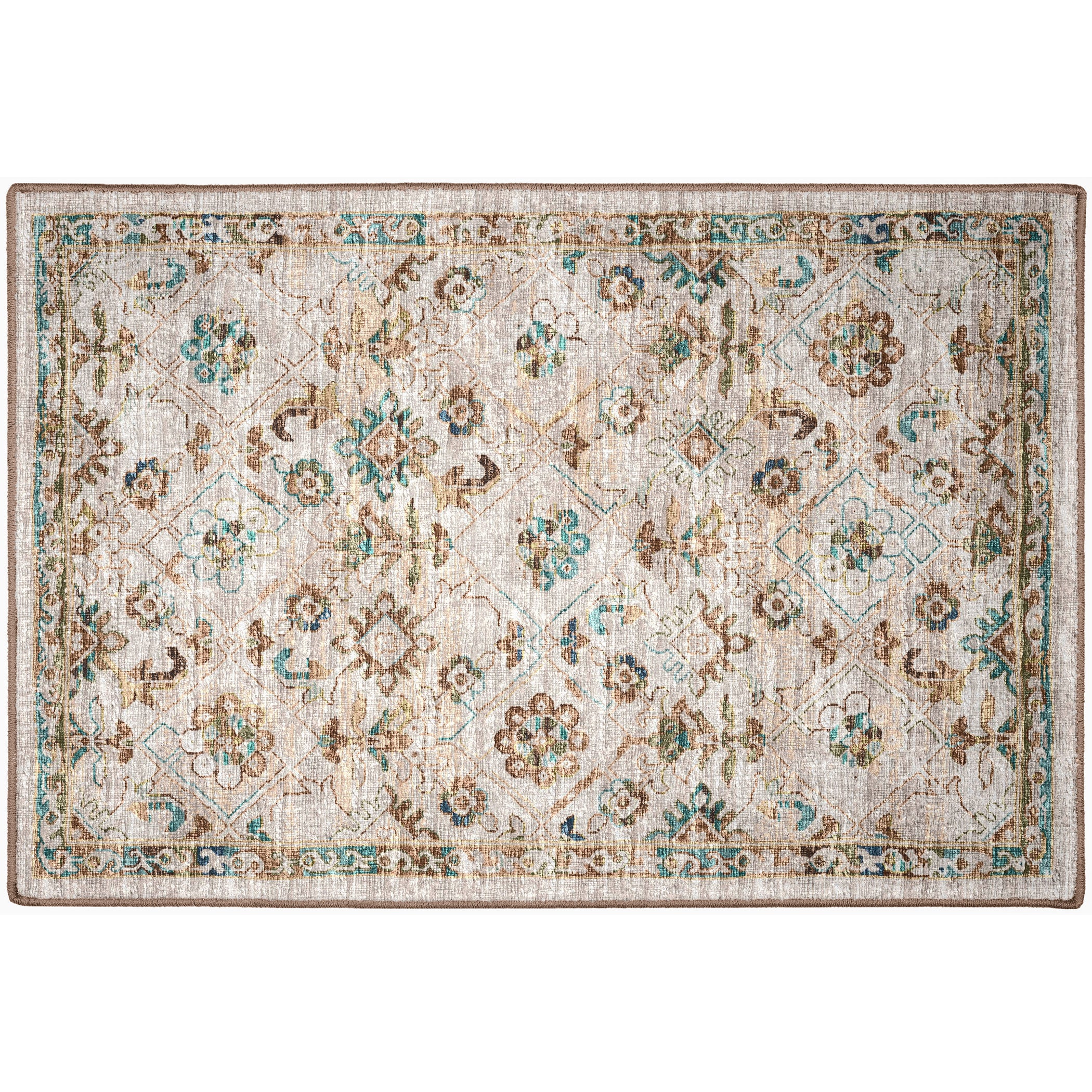 Indoor/Outdoor Traditional JC8 Parchment Multi Rug 2' x 3' #shape_Rectangle