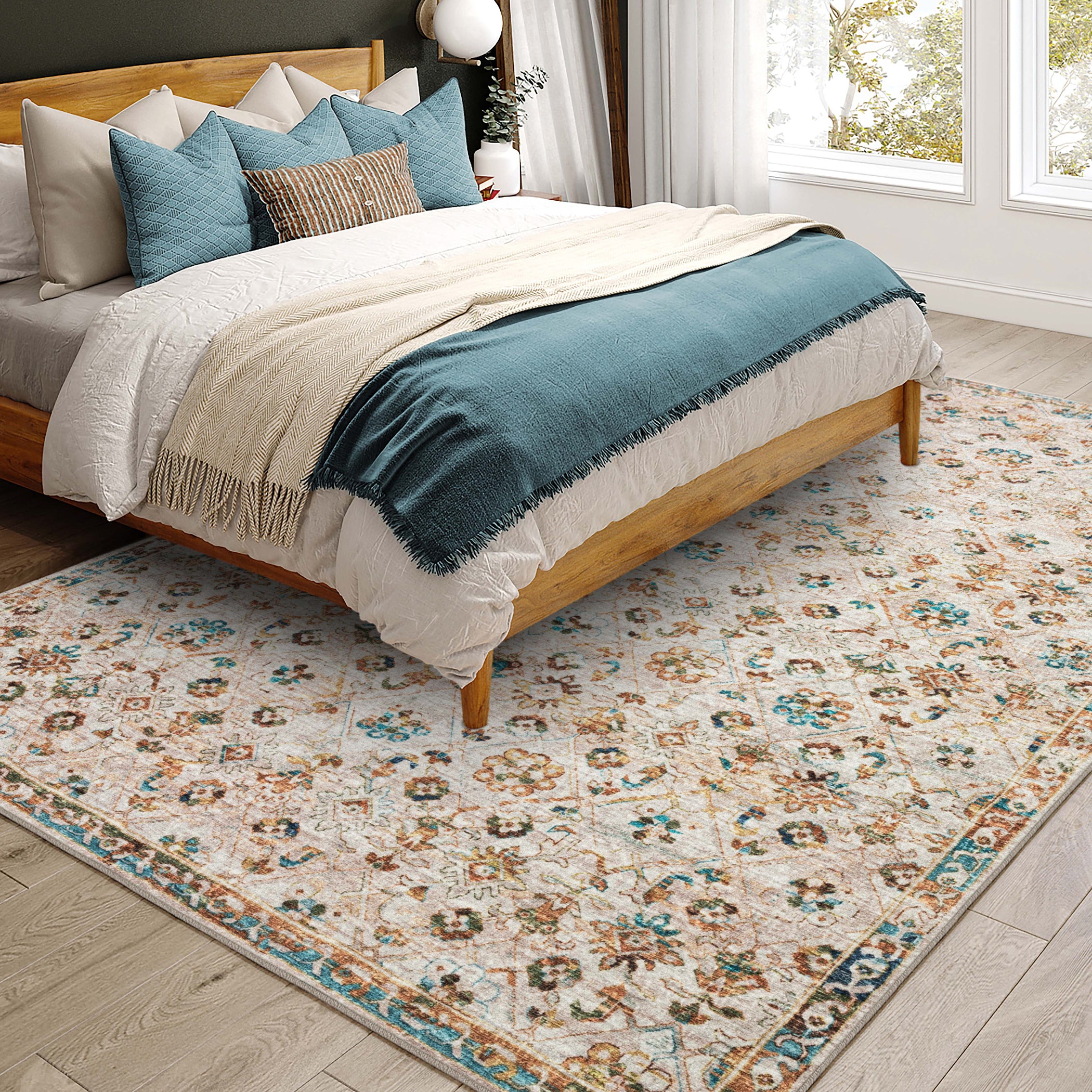 Indoor/Outdoor Traditional JC8 Parchment Multi Rug 3' x 5' #shape_Rectangle