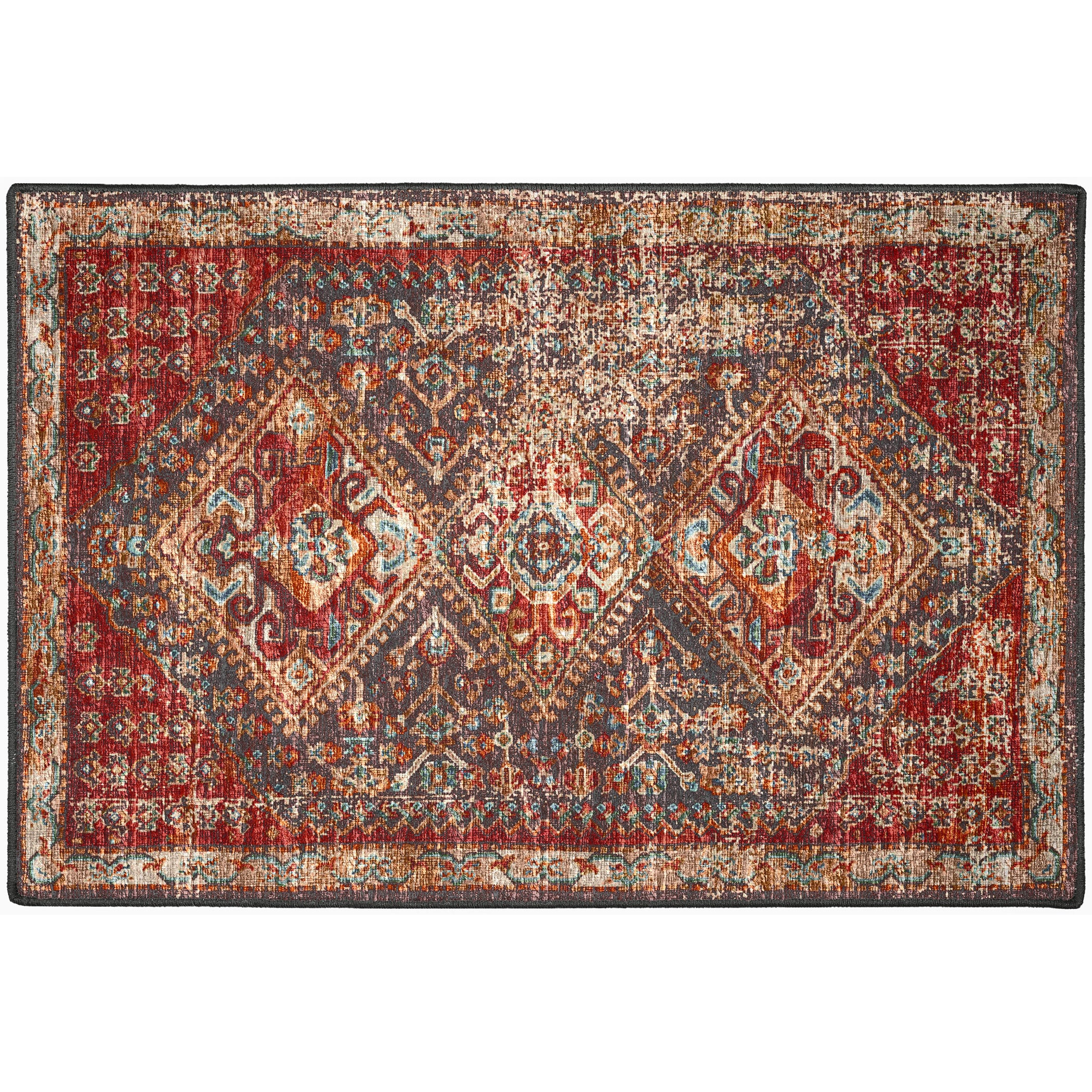 Indoor/Outdoor Traditional JC9 Canyon Red Rug 2' x 3' #shape_Rectangle