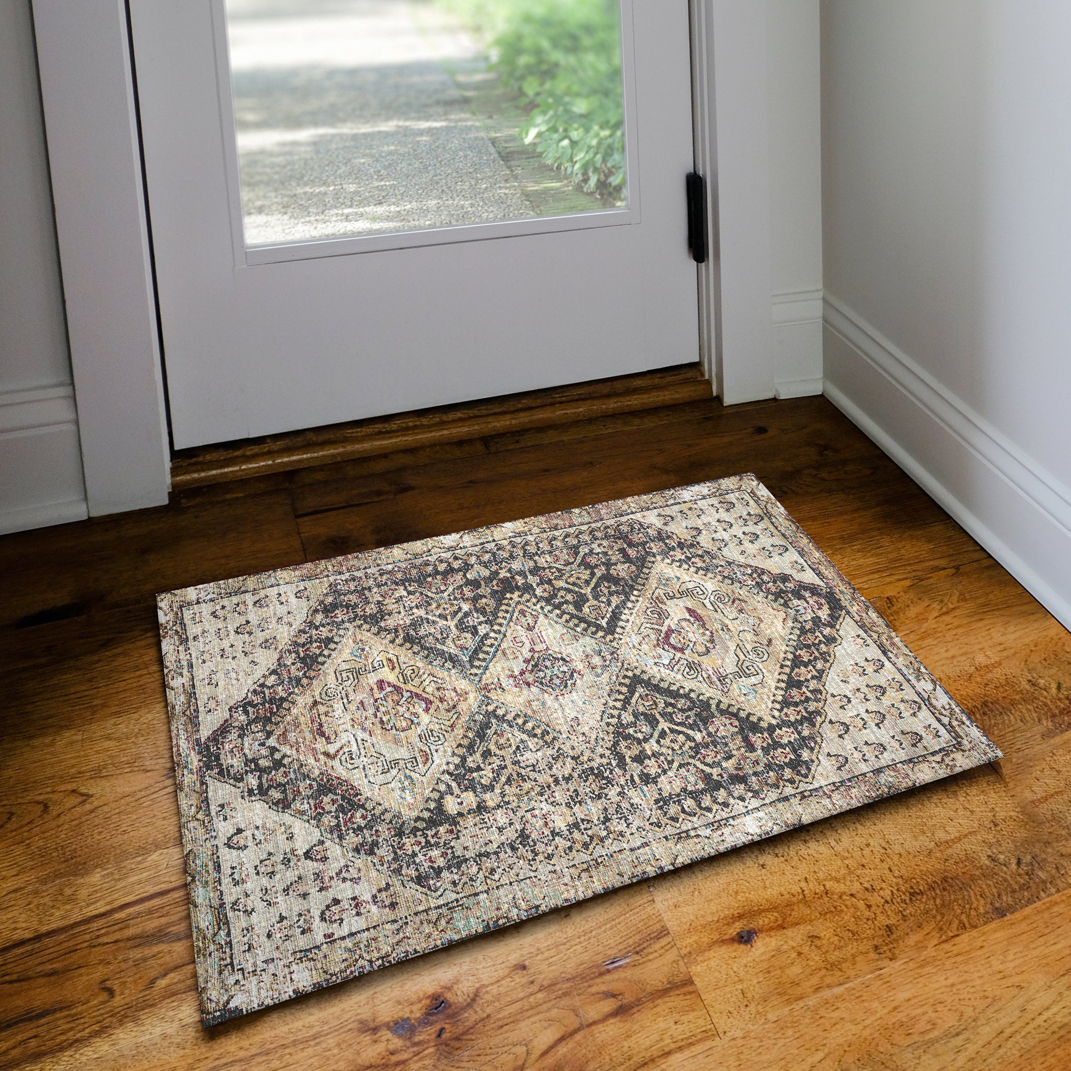 Indoor/Outdoor Traditional JC9 Midnight Gray Rug 2' x 3' #shape_Rectangle