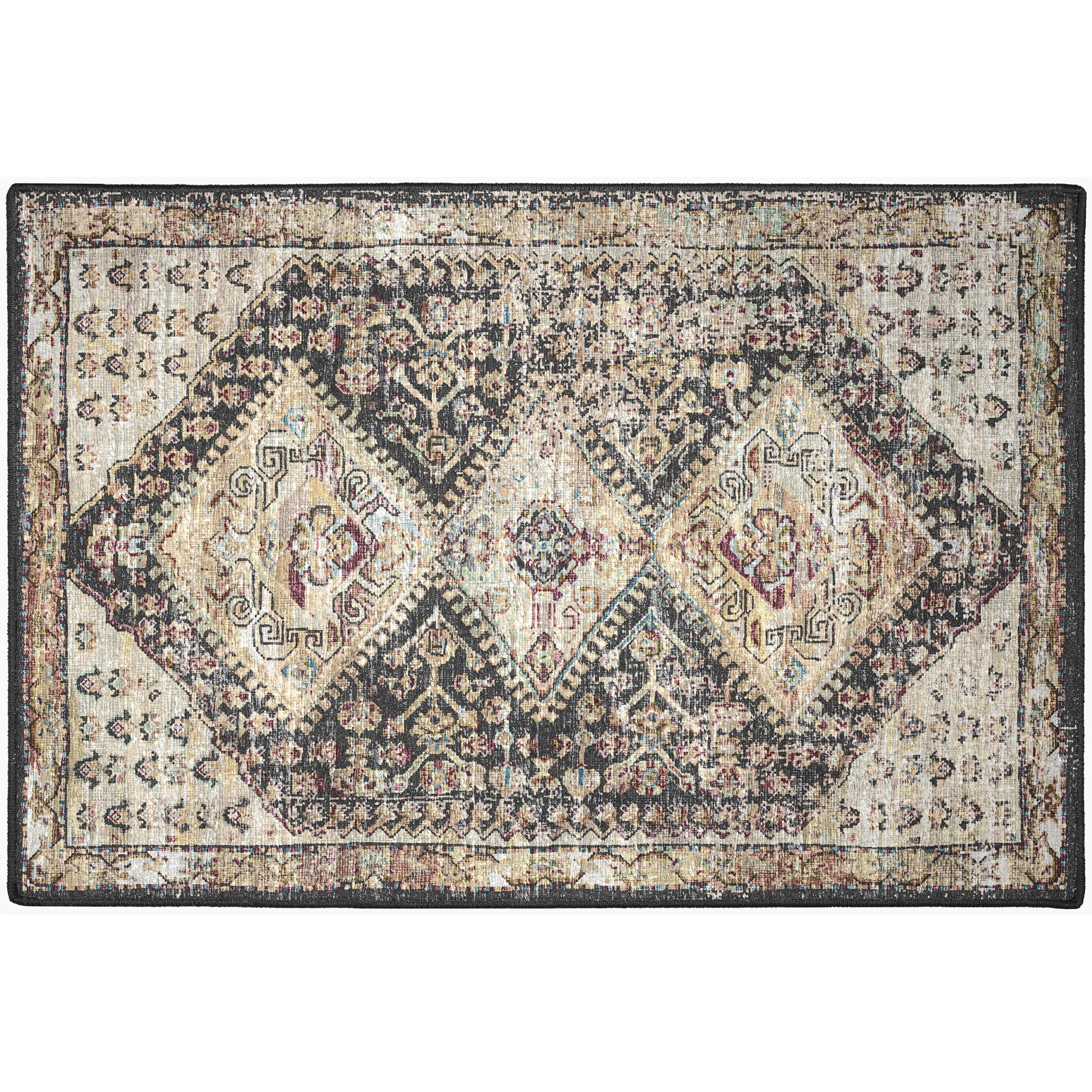 Indoor/Outdoor Traditional JC9 Midnight Gray Rug 2' x 3' #shape_Rectangle