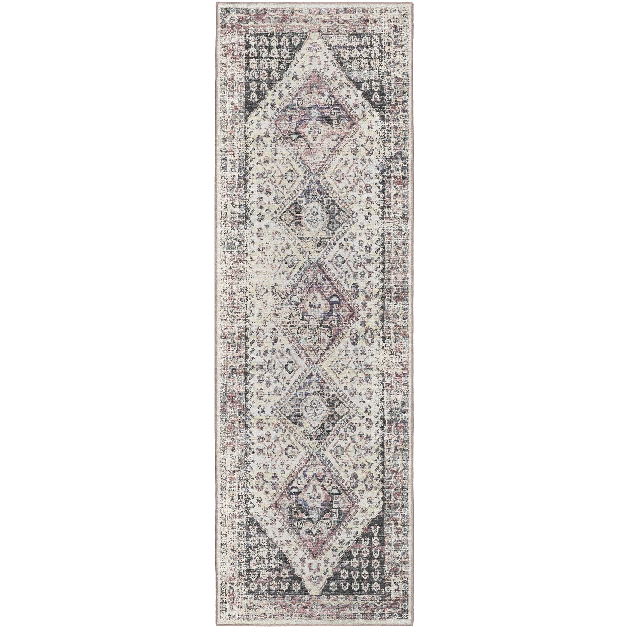 Indoor/Outdoor Traditional JC9 Pearl Multi Rug 2'6" x 10' #shape_Runner
