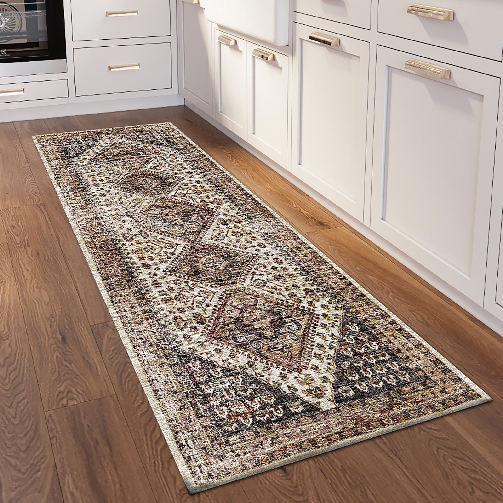 Indoor/Outdoor Traditional JC9 Putty Brown Rug 2'6" x 10' #shape_Runner