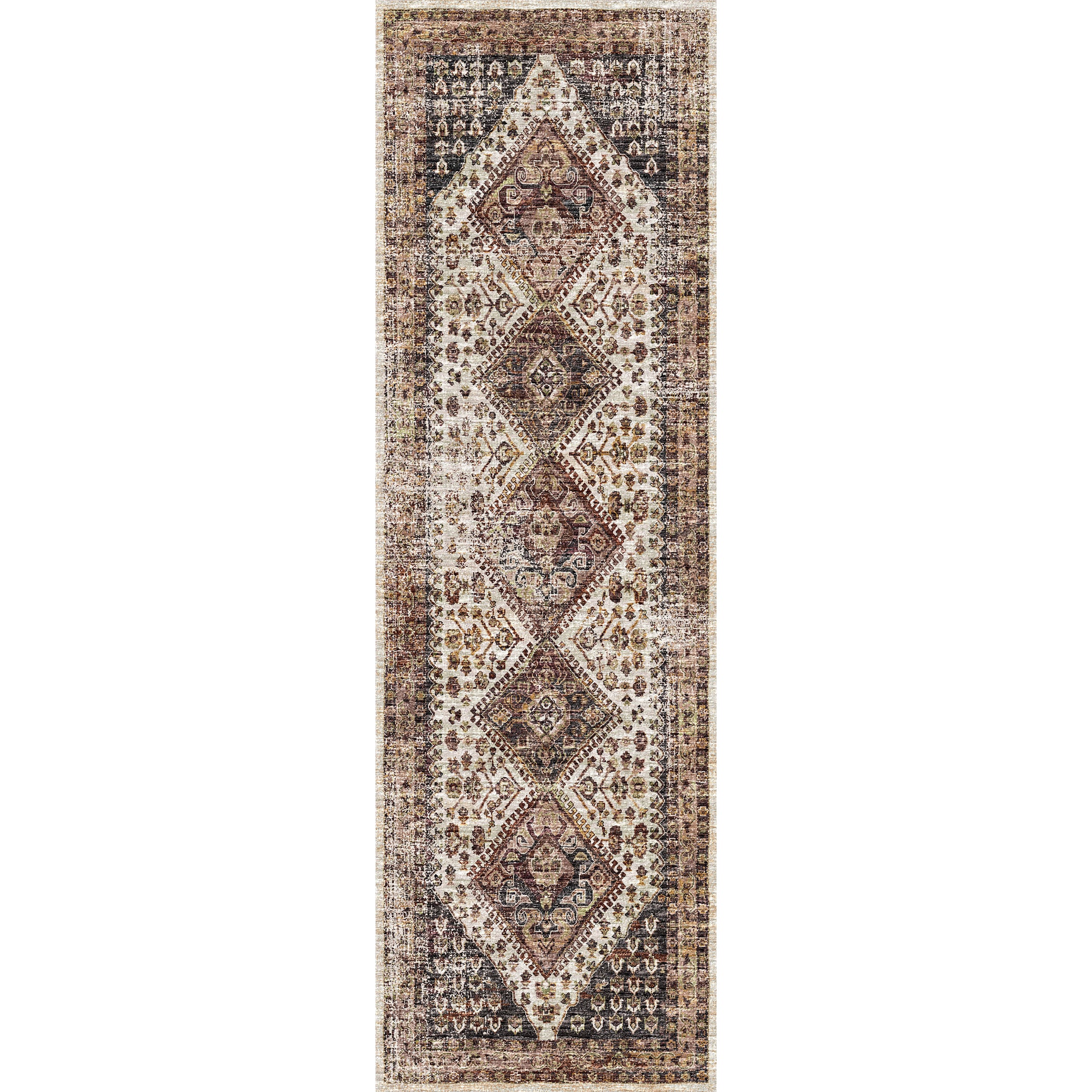 Indoor/Outdoor Traditional JC9 Putty Brown Rug 2'6" x 10' #shape_Runner