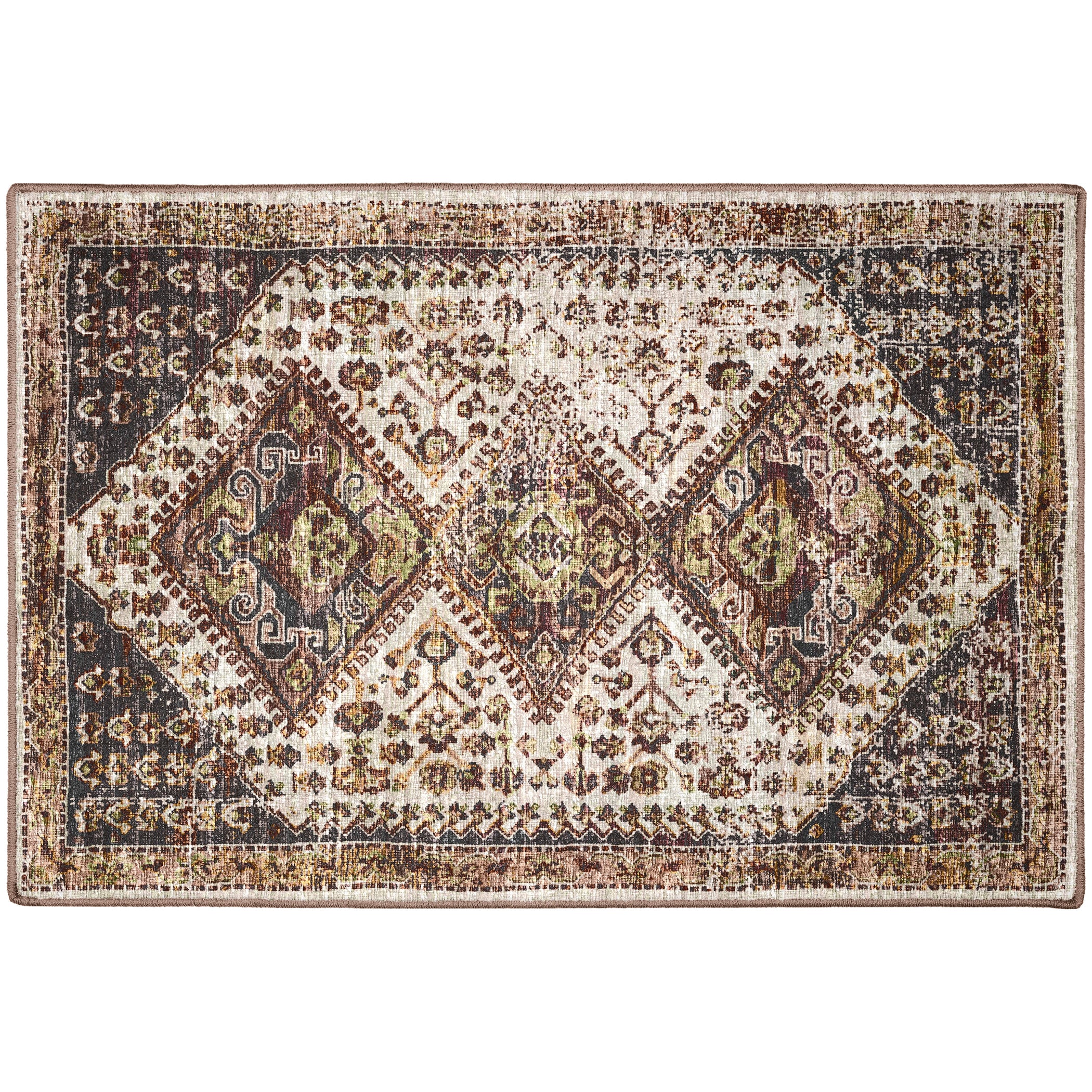 Indoor/Outdoor Traditional JC9 Putty Brown Rug 2' x 3' #shape_Rectangle