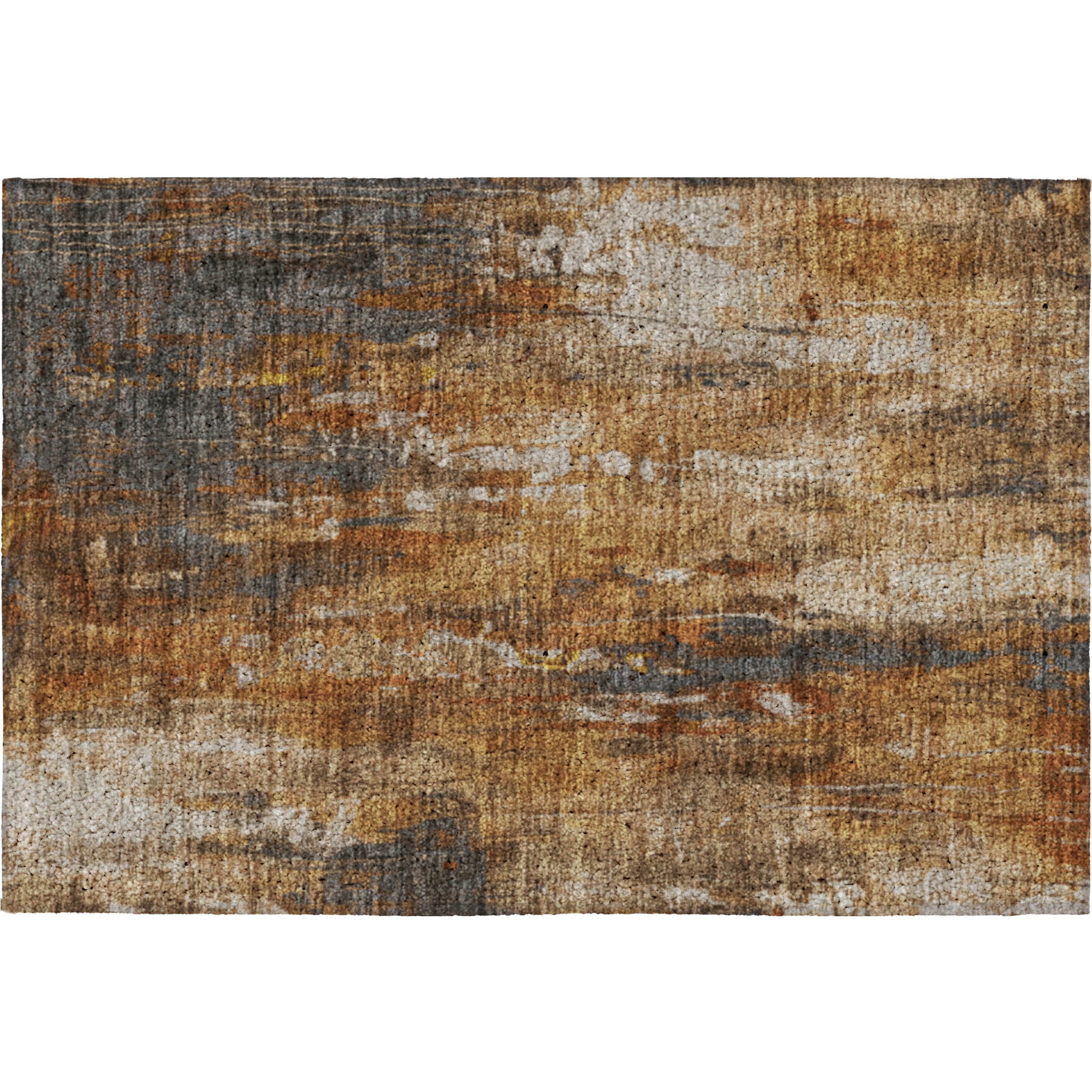 Luxury Washable Indoor/Outdoor Transitional KC10 Rust Orange Rug 1'8" x 2'6" #shape_Rectangle