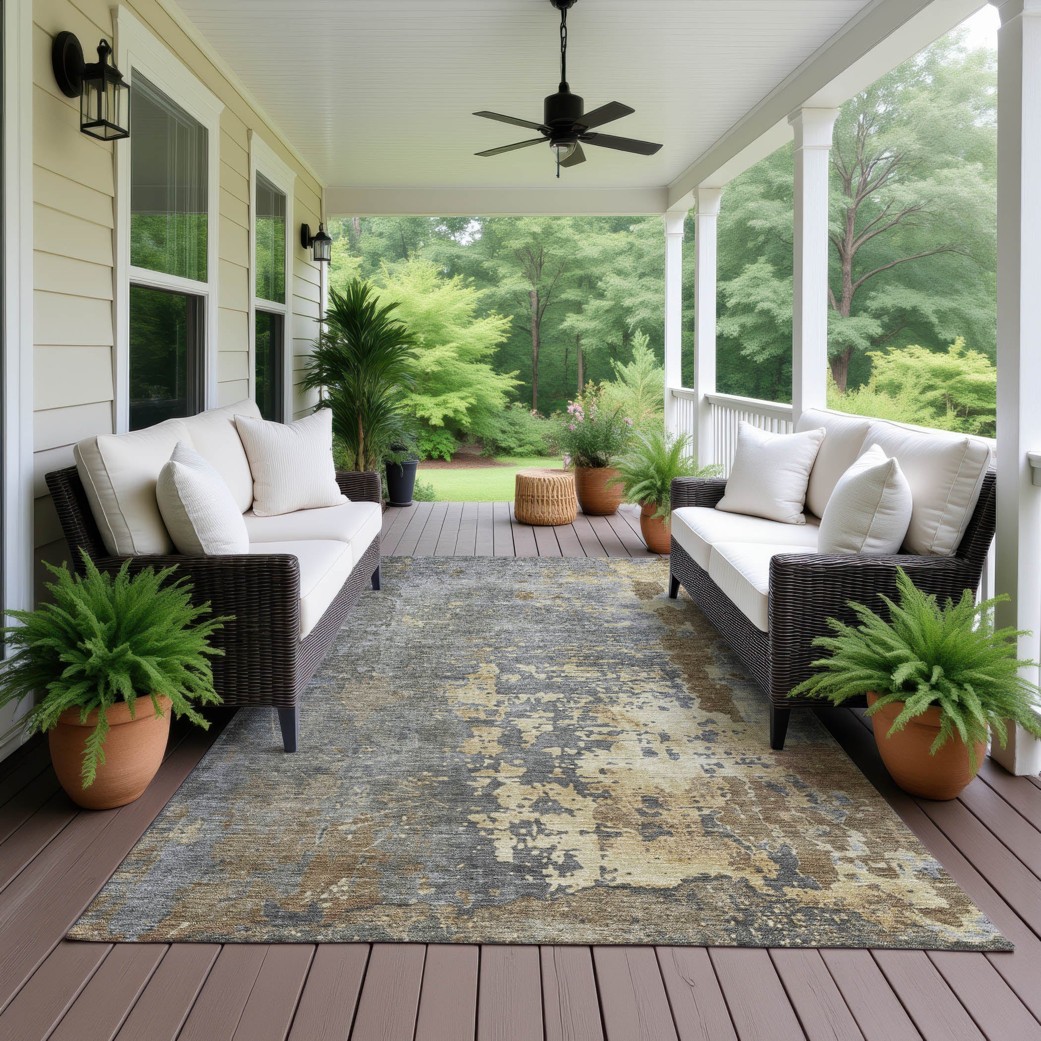 Luxury Washable Indoor/Outdoor Transitional KC11 Pewter Gray Rug 2'6" x 3'10" #shape_Rectangle