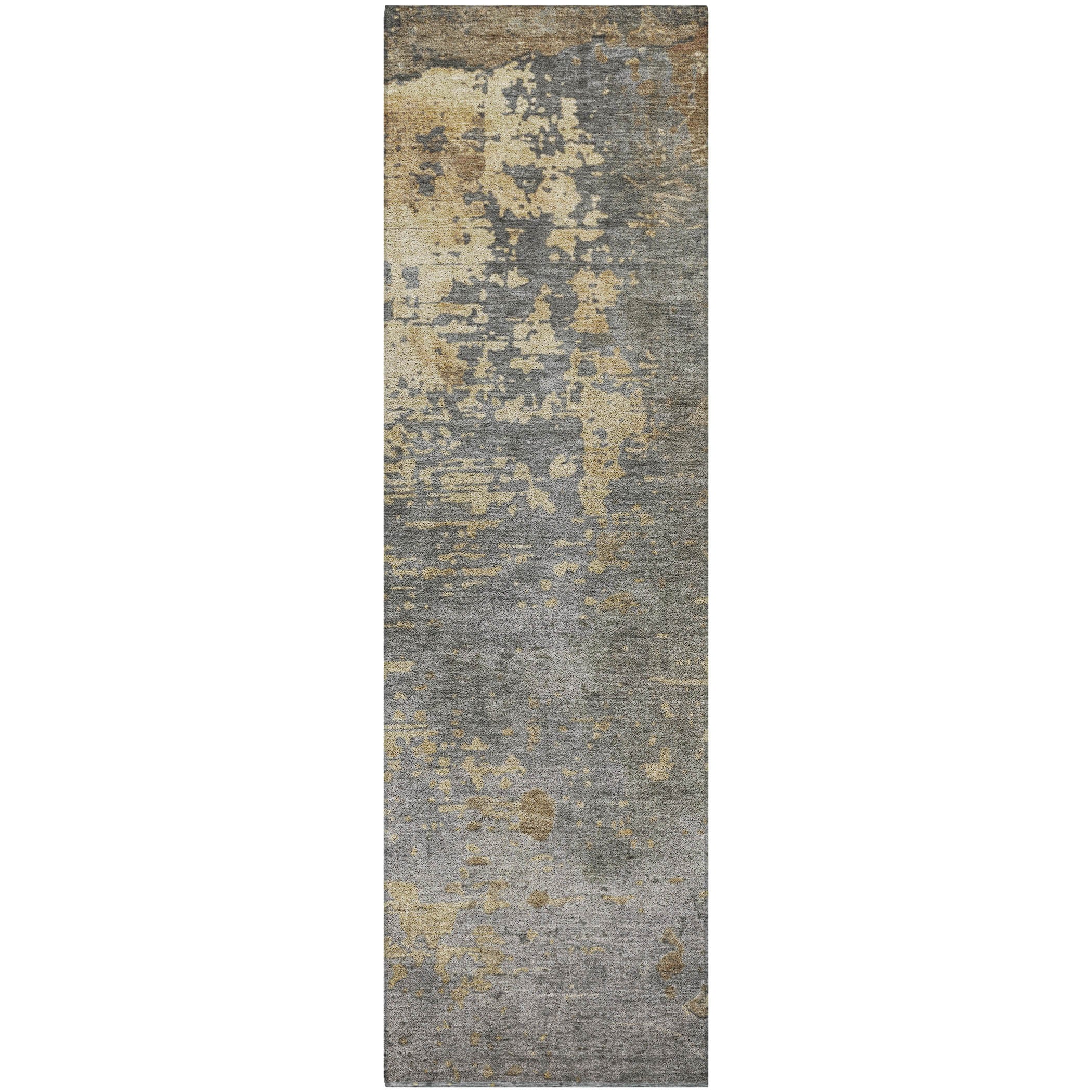 Luxury Washable Indoor/Outdoor Transitional KC11 Pewter Gray Rug 2'3" x 7'6" #shape_Runner