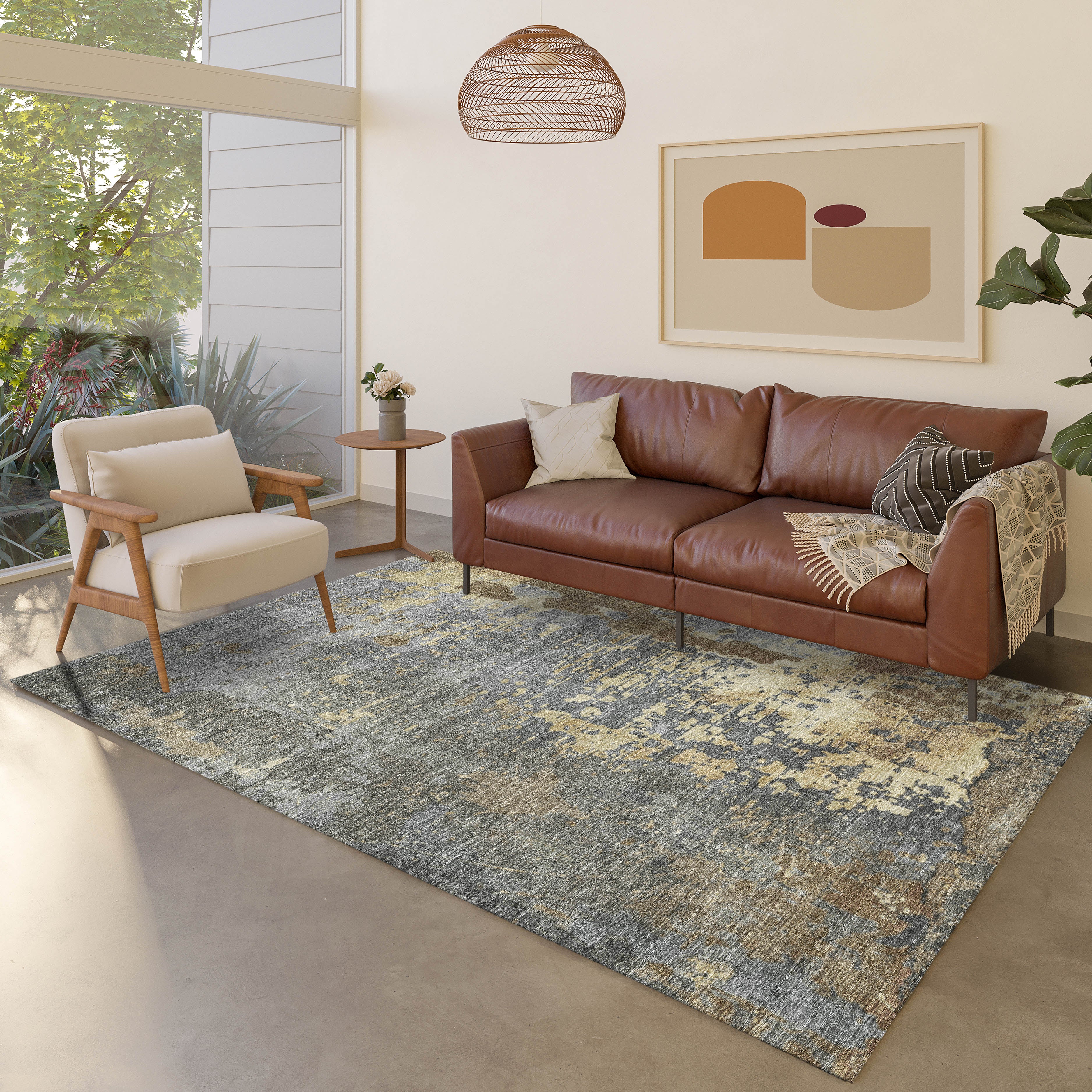 Luxury Washable Indoor/Outdoor Transitional KC11 Pewter Gray Rug 2'6" x 3'10" #shape_Rectangle
