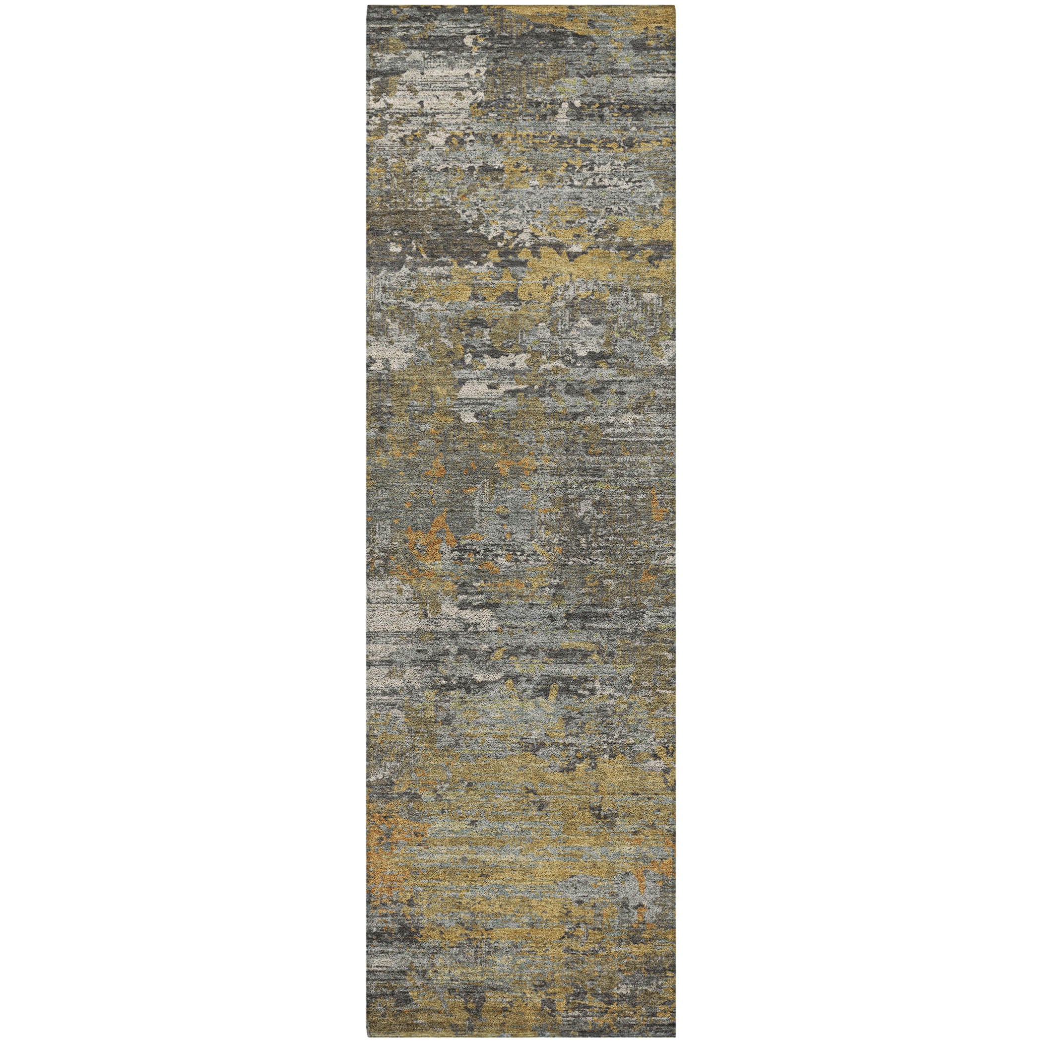 Luxury Washable Indoor/Outdoor Transitional KC12 Gray Rug 2'3" x 7'6" #shape_Runner