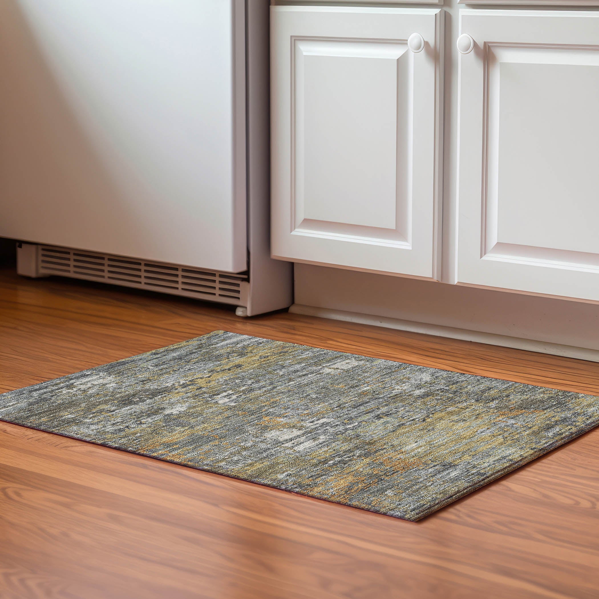 Luxury Washable Indoor/Outdoor Transitional KC12 Gray Rug 1'8" x 2'6" #shape_Rectangle