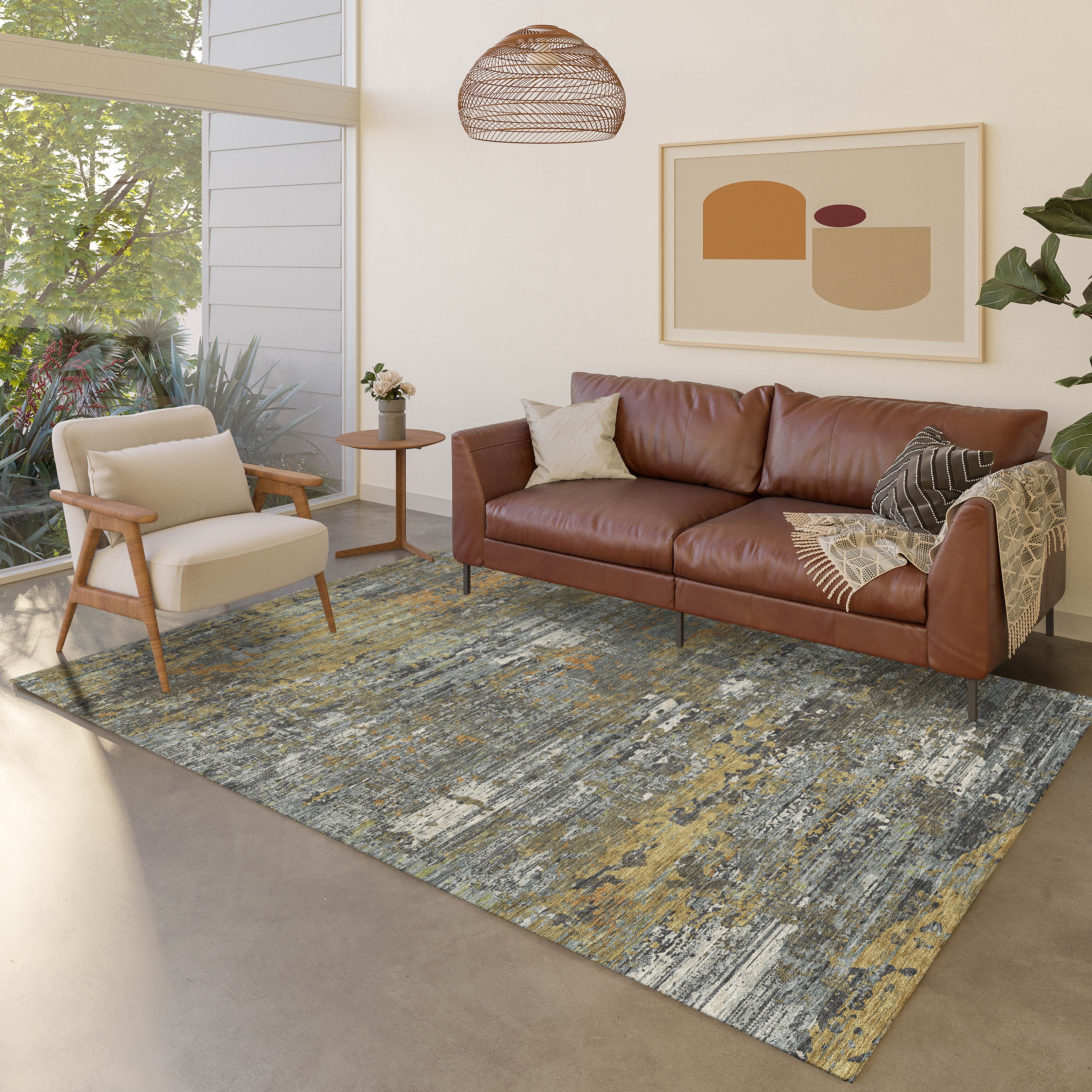 Luxury Washable Indoor/Outdoor Transitional KC12 Gray Rug 2'6" x 3'10" #shape_Rectangle