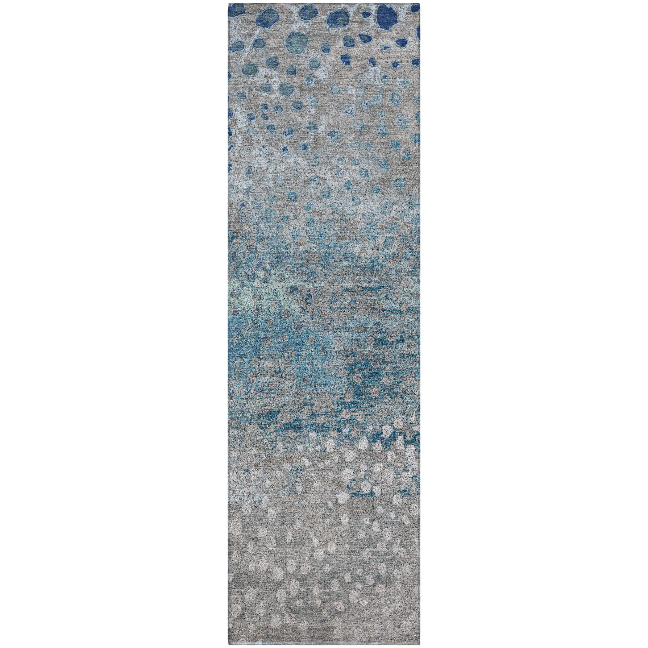 Luxury Washable Indoor/Outdoor Transitional KC13 Gray Rug 2'3" x 7'6" #shape_Runner