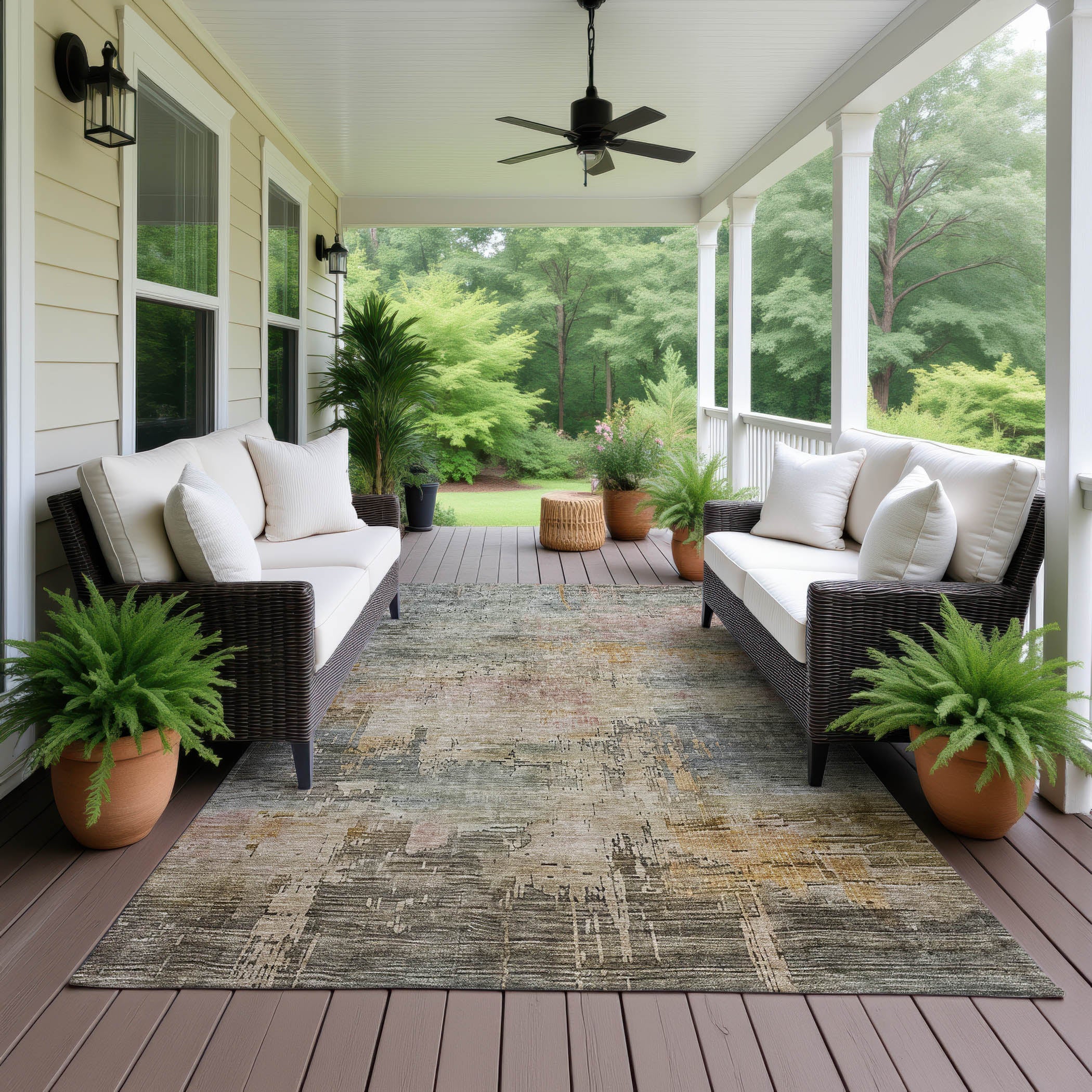 Luxury Washable Indoor/Outdoor Transitional KC15 Granite Gray Rug 2'6" x 3'10" #shape_Rectangle