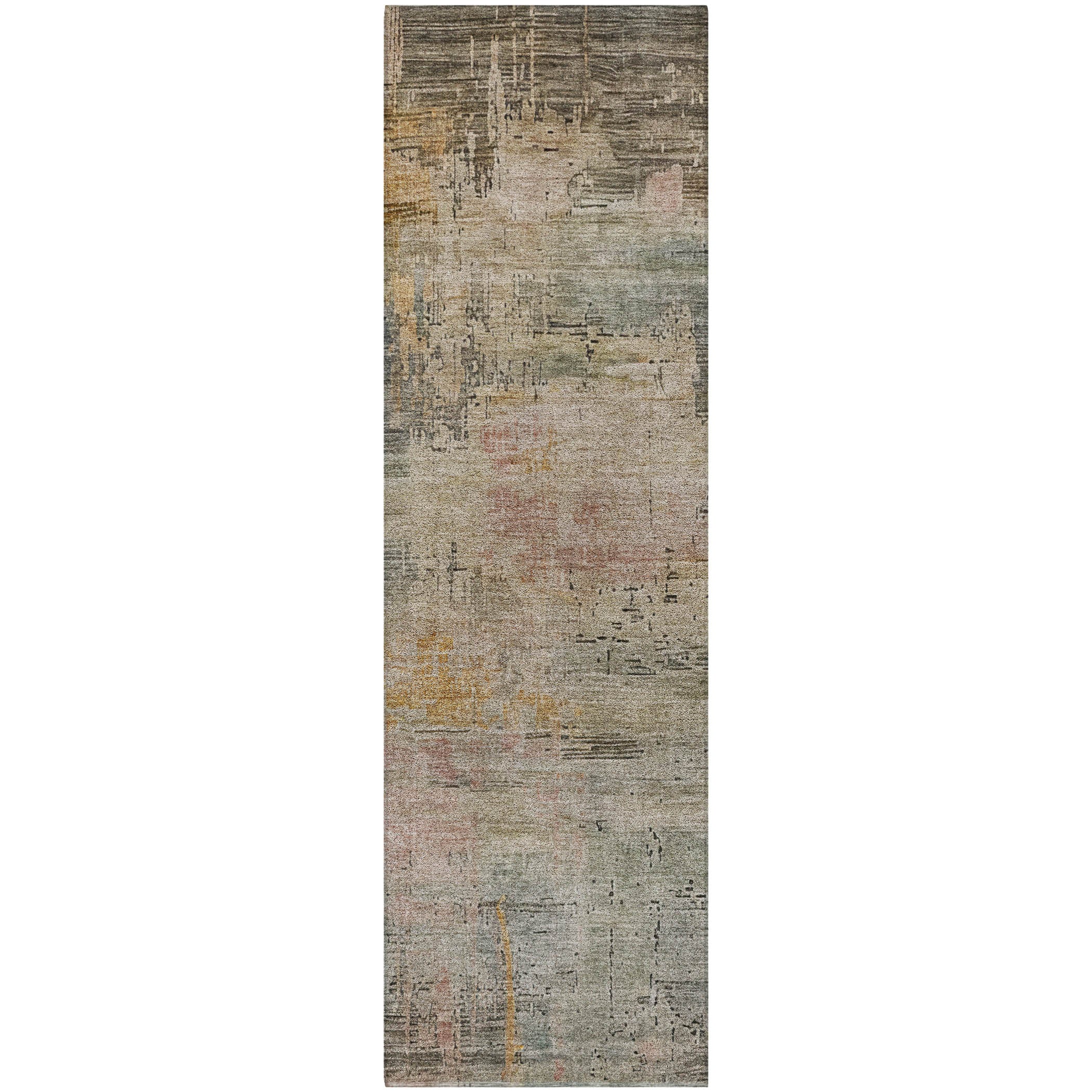 Luxury Washable Indoor/Outdoor Transitional KC15 Granite Gray Rug 2'3" x 7'6" #shape_Runner
