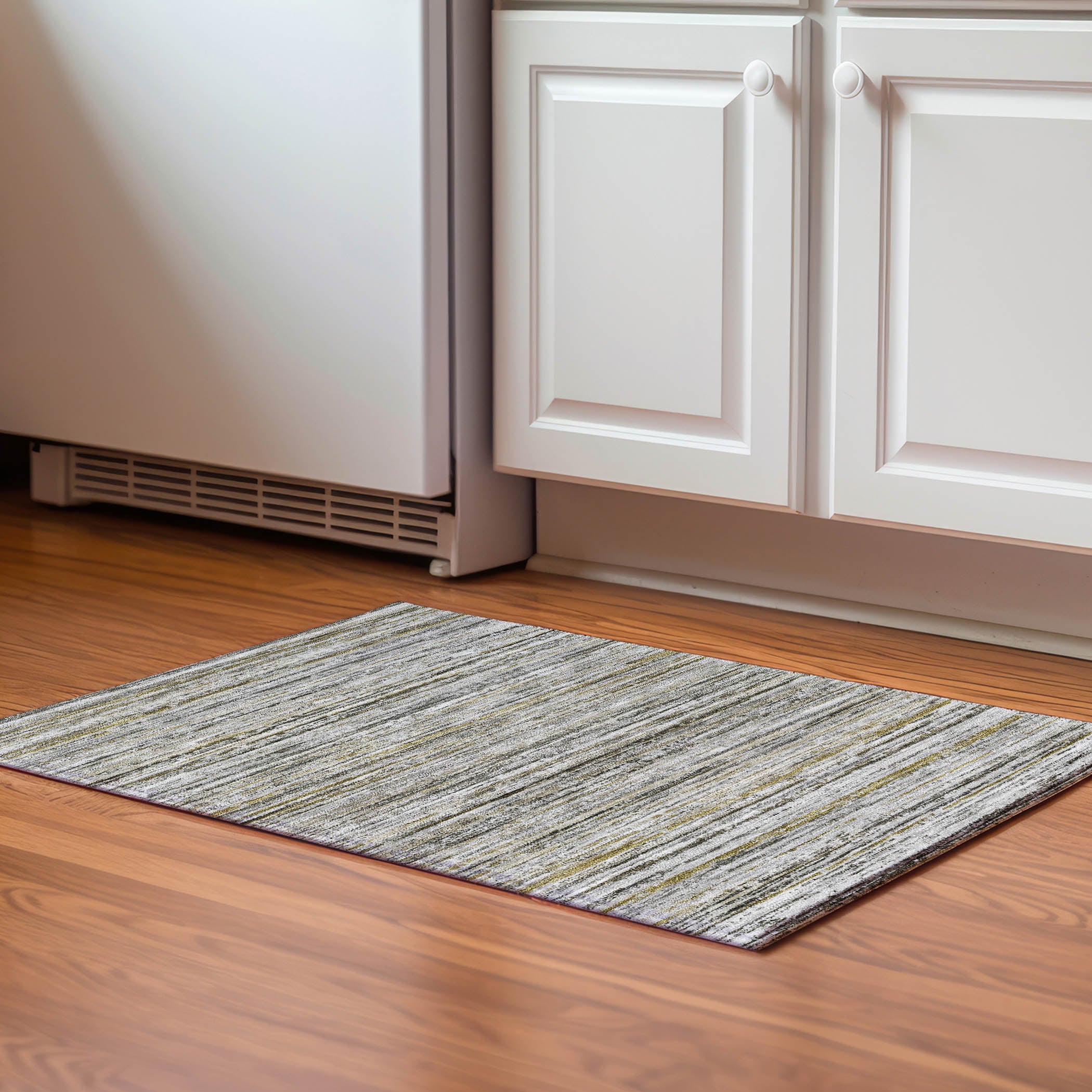 Luxury Washable Indoor/Outdoor Transitional KC3 Pewter Gray Rug 1'8" x 2'6" #shape_Rectangle