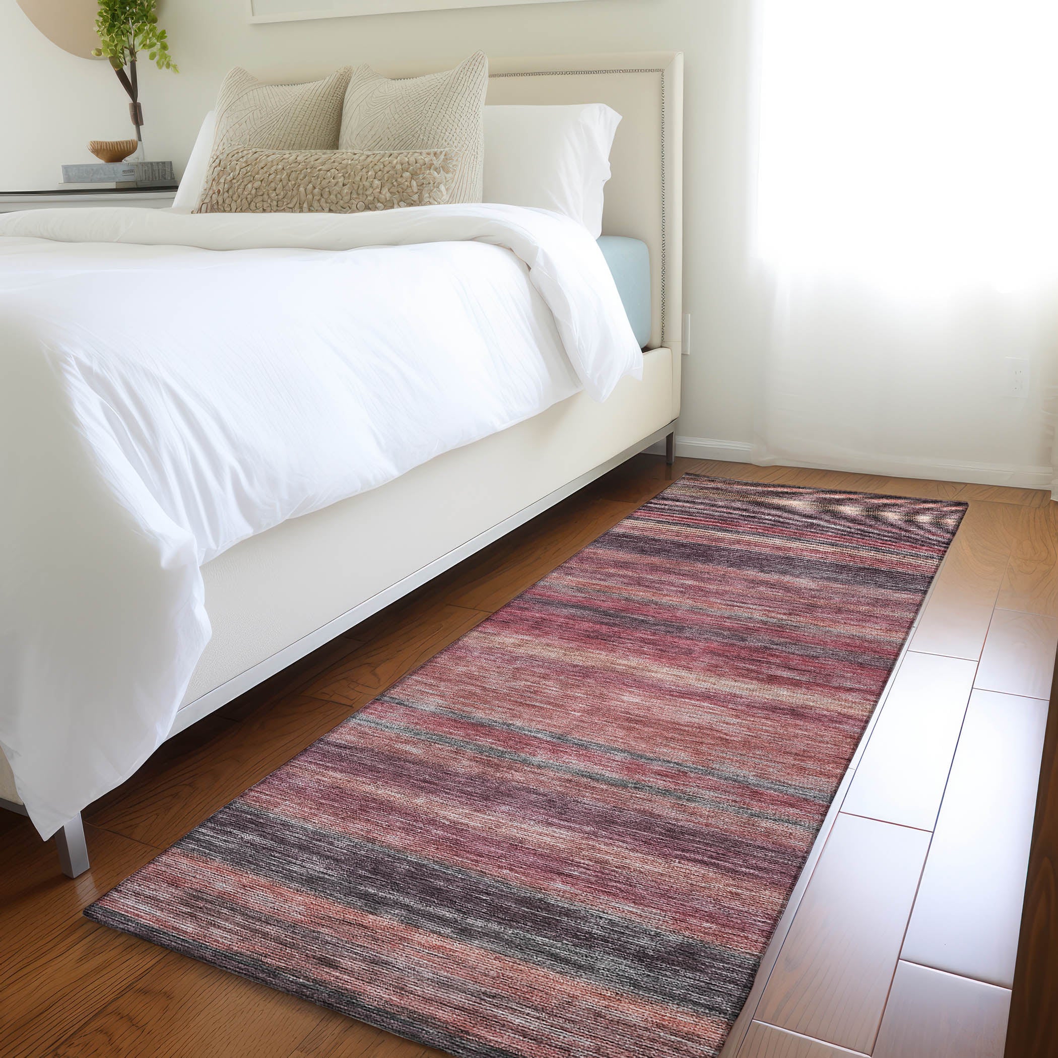 Luxury Washable Indoor/Outdoor Transitional KC5 Merlot Red Rug 2'3" x 7'6" #shape_Runner