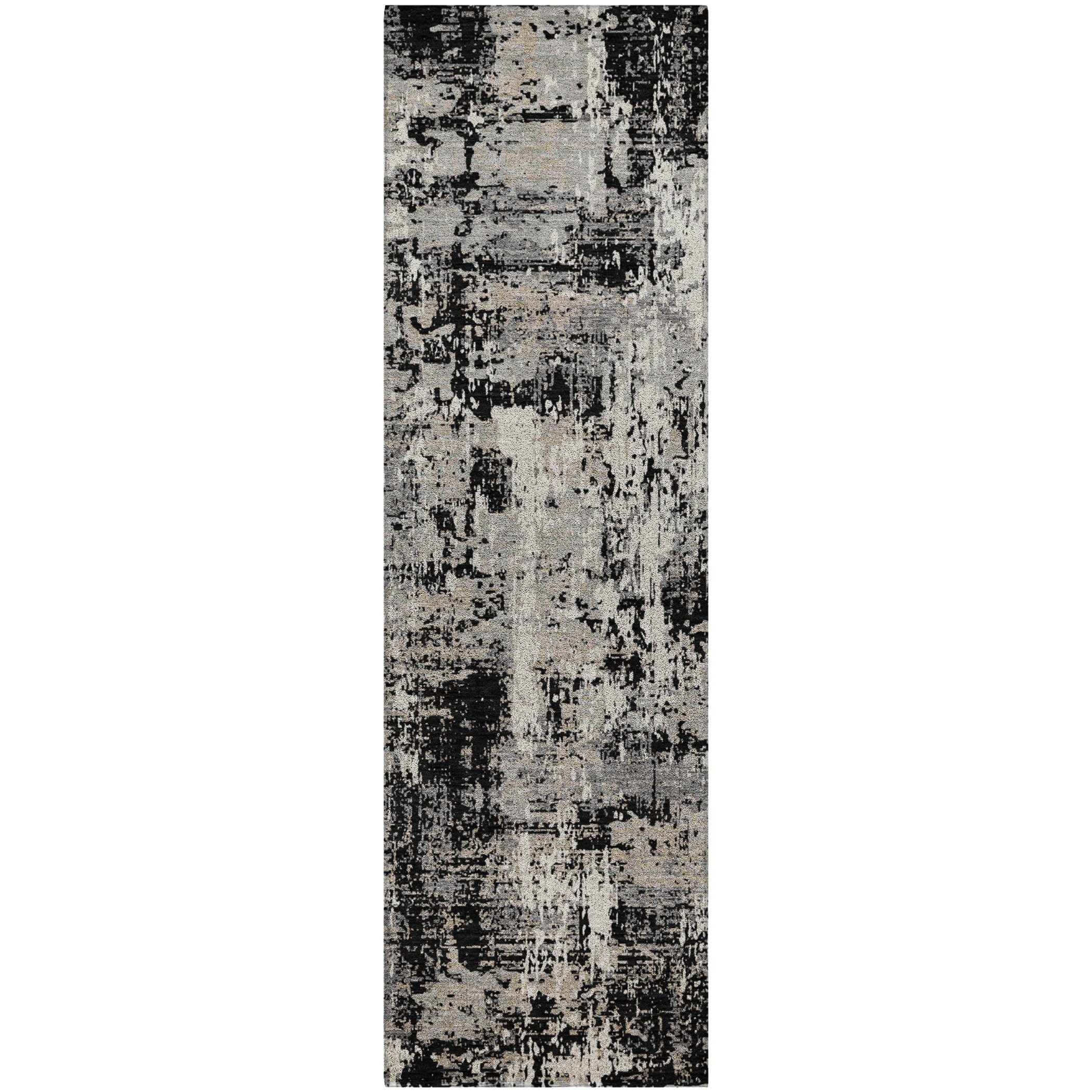 Luxury Washable Indoor/Outdoor Transitional KC7 Black Rug 2'3" x 7'6" #shape_Runner