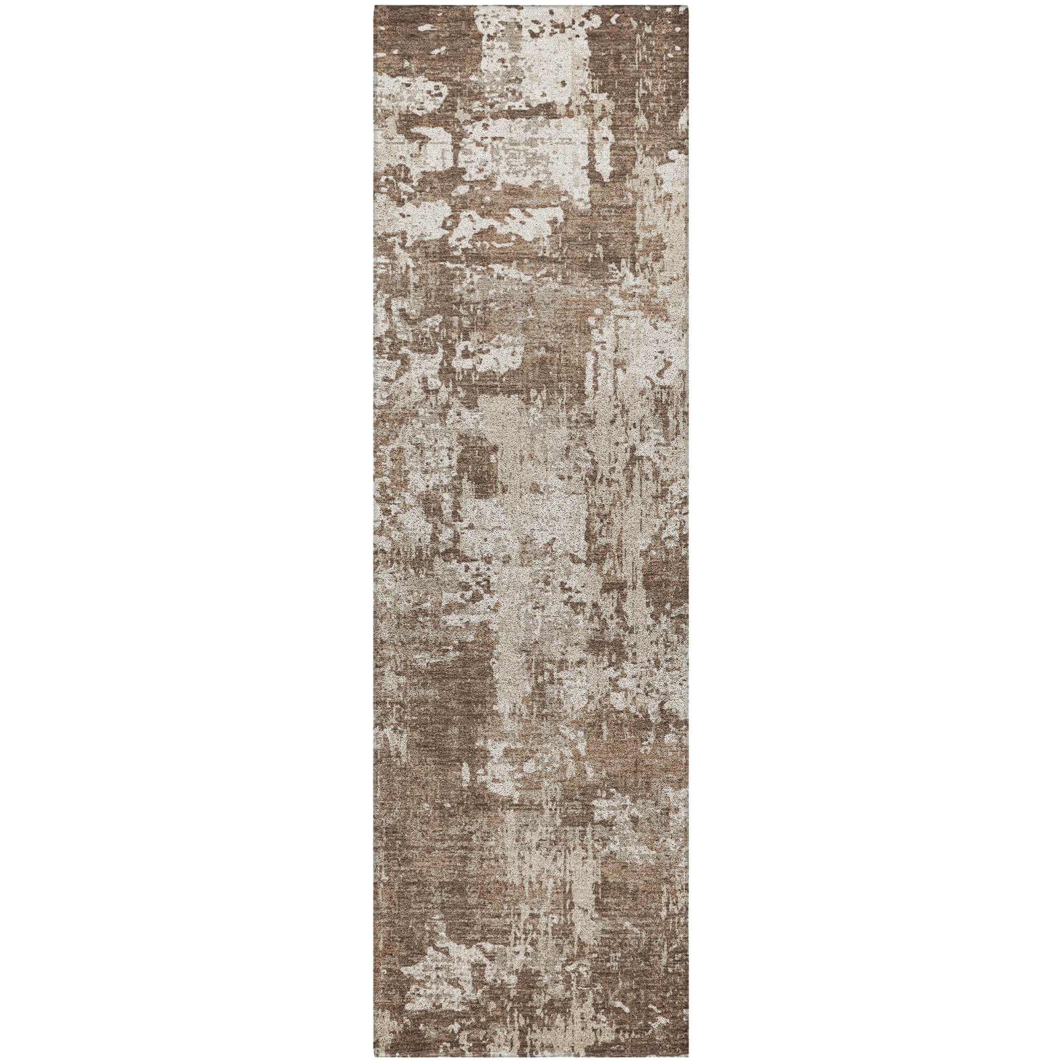 Luxury Washable Indoor/Outdoor Transitional KC7 Brown Rug 2'3" x 7'6" #shape_Runner